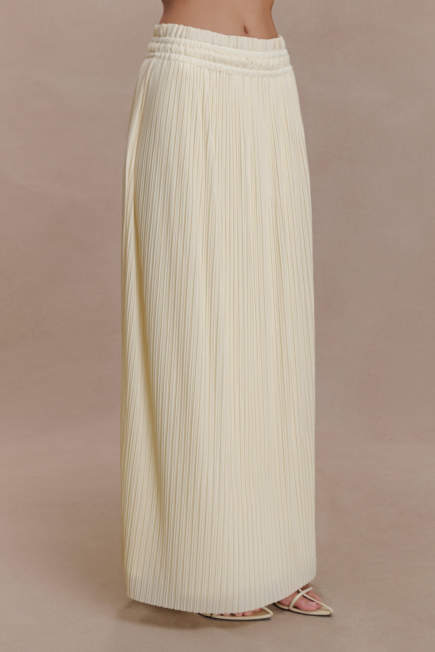 Amaris Gathered Plisse Maxi Skirt - Lemon