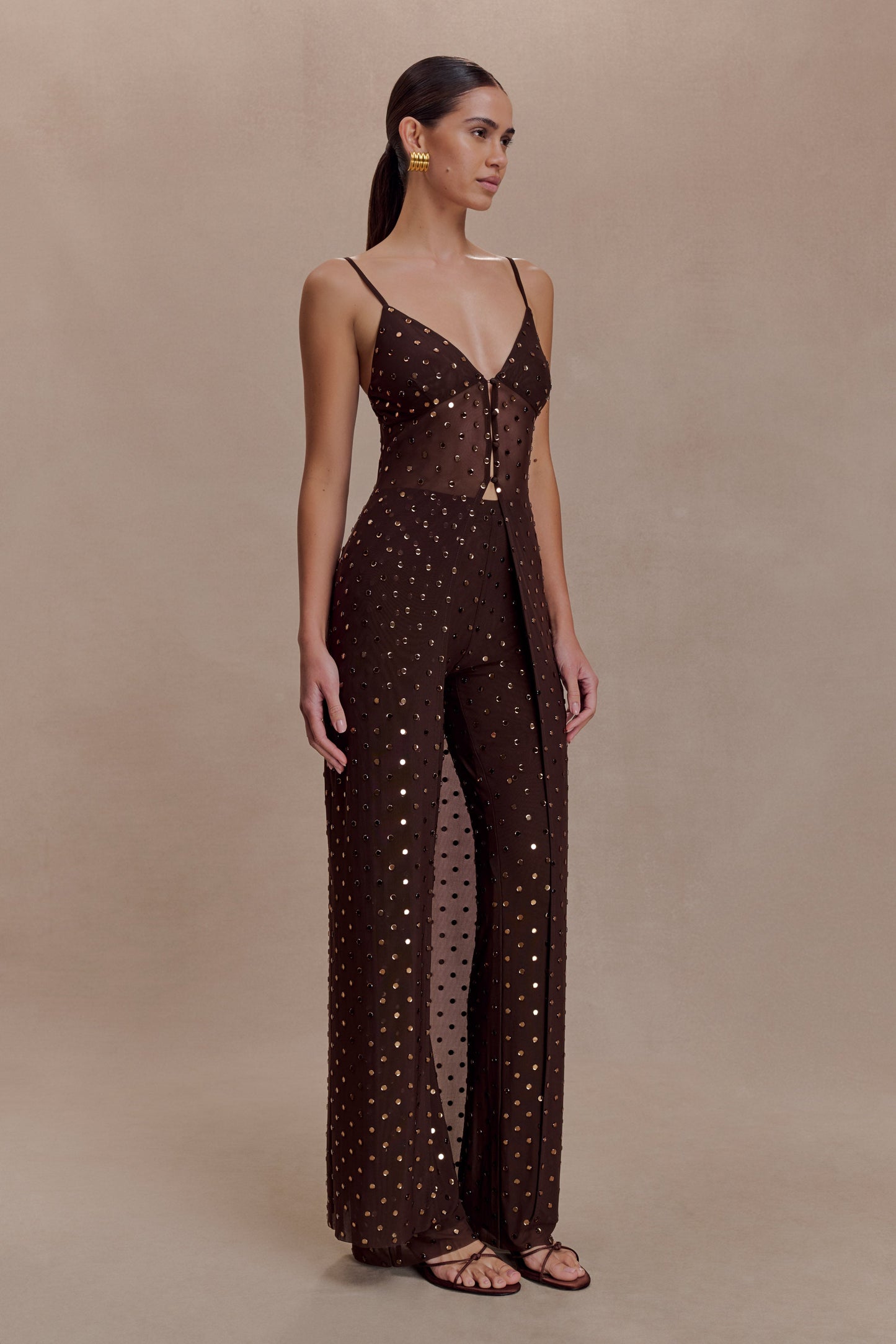 Jackie Diamante Straight Leg Pants - Chocolate