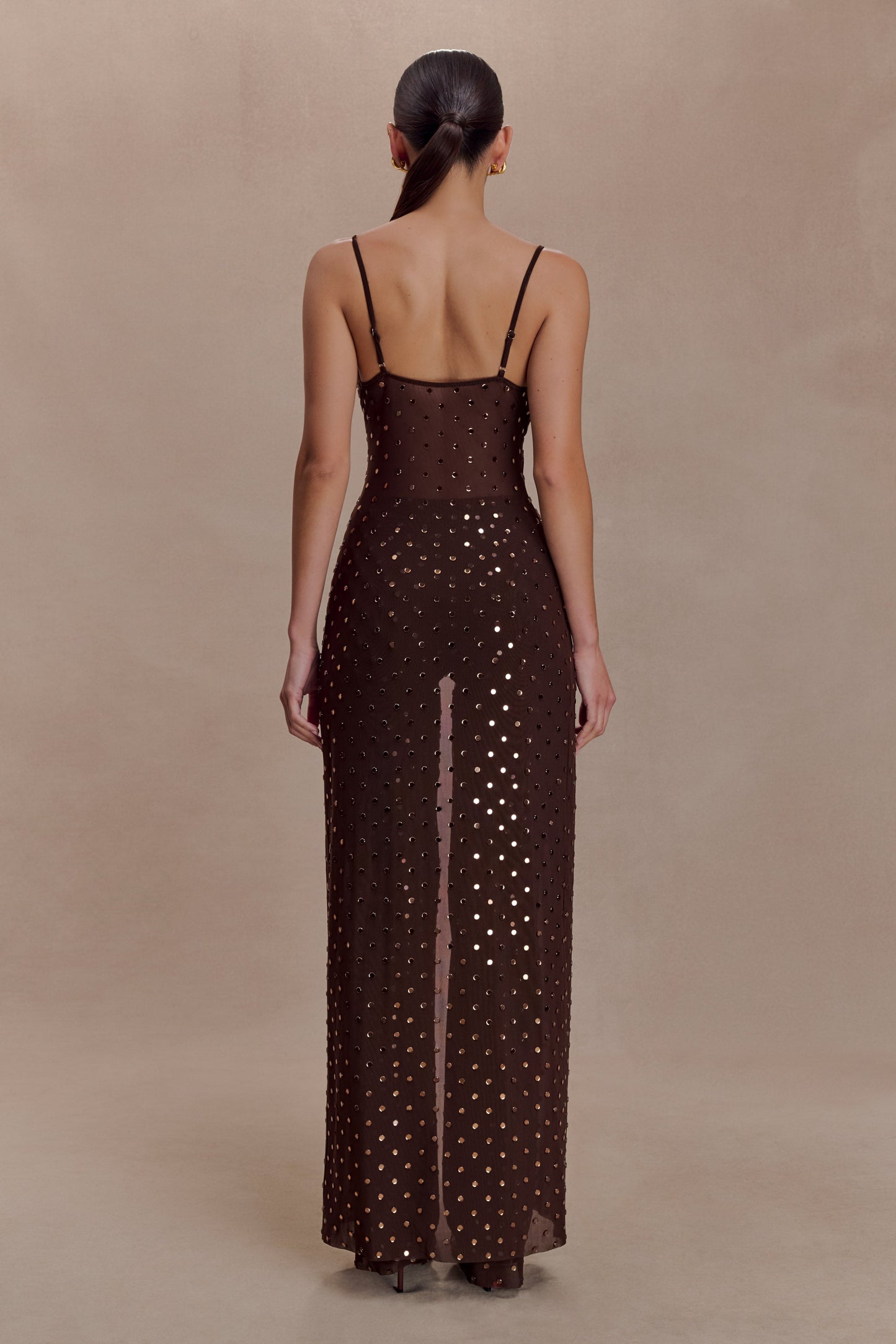 Jackie Longline Diamante Top - Chocolate