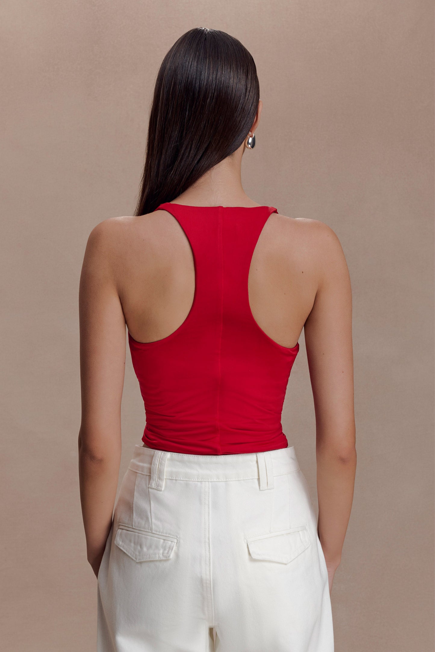 Alessandra Slinky Ruffle Top - Ruby