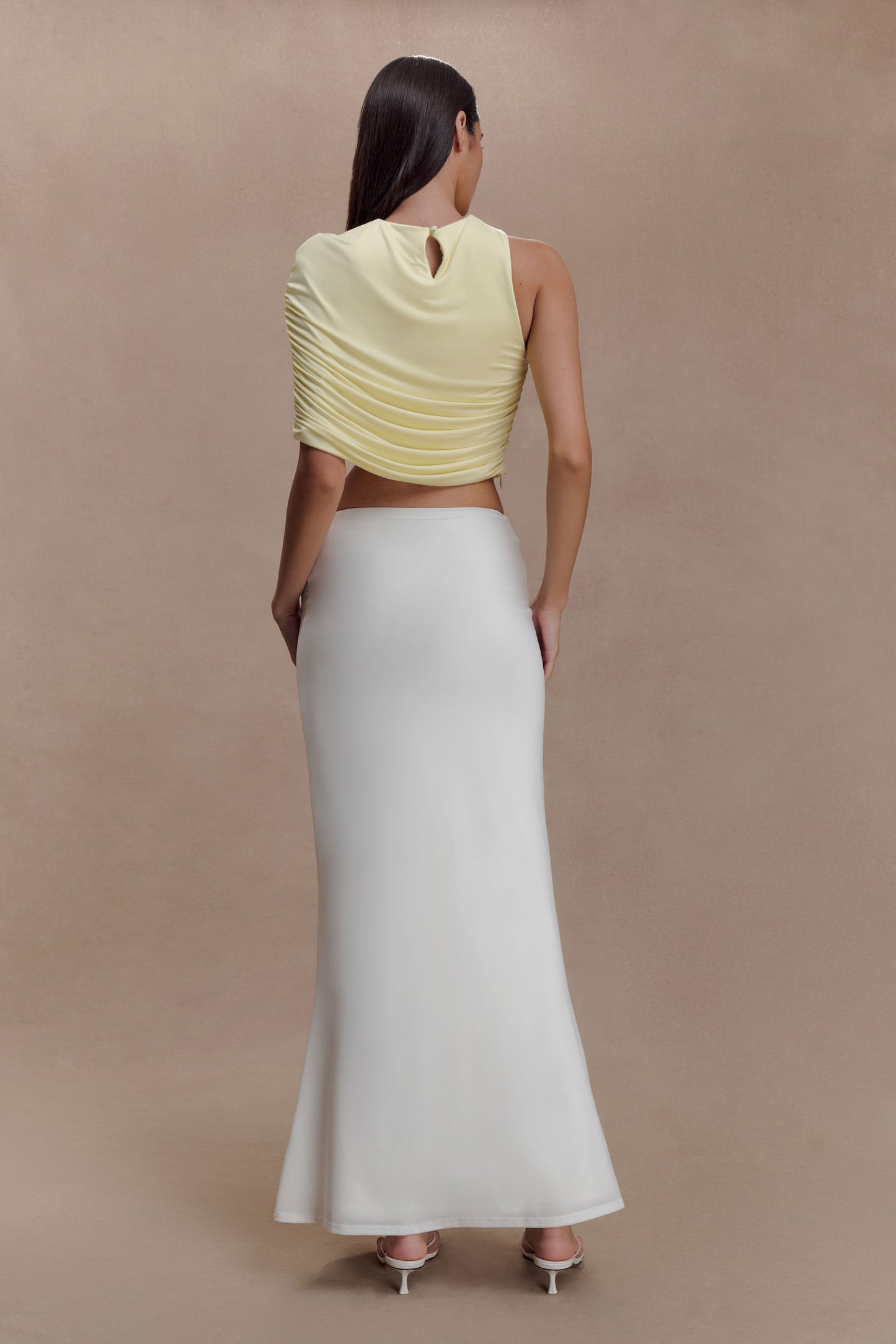 Adrienne One Shoulder Slinky Top - Lemon