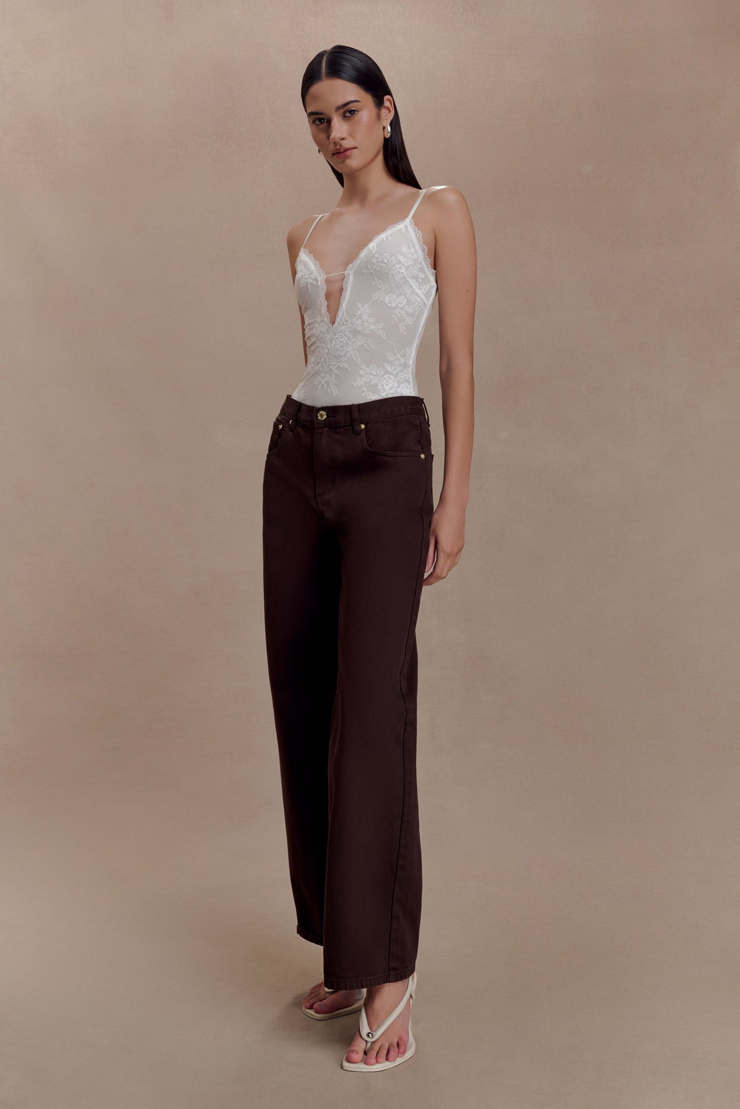 Jasper Plunge Lace Bodysuit - Ivory