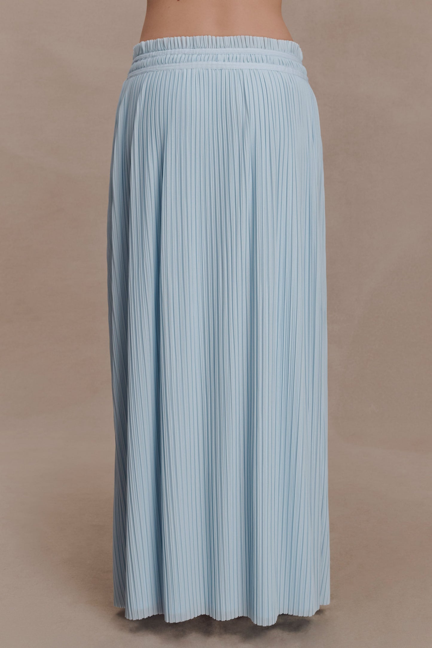 Amaris Gathered Plisse Maxi Skirt - Pale Blue