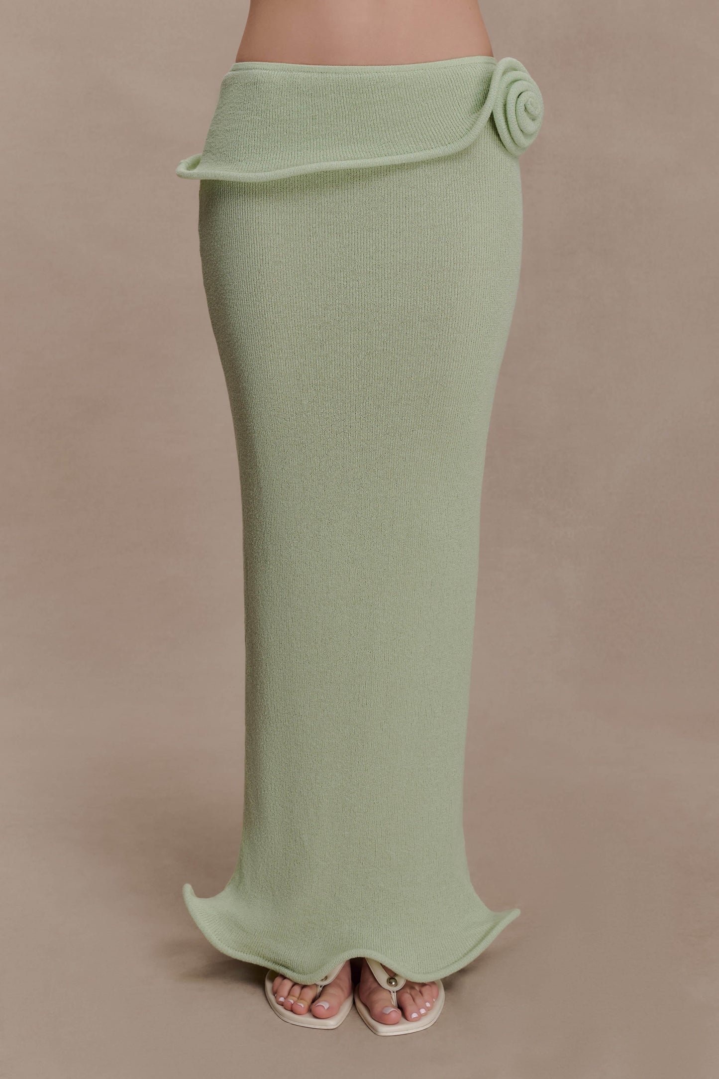 Samira Knit Wired Maxi Skirt - Pastel Green