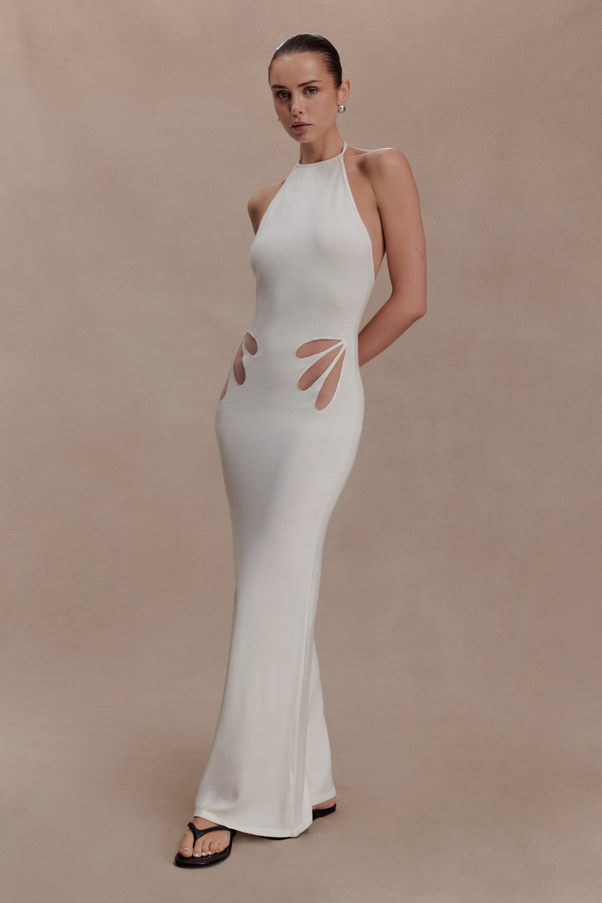 Brock Knit Halter Maxi Dress - White
