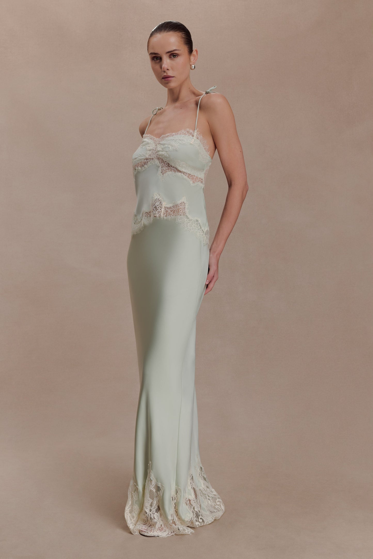 Nina Satin And Lace Camisole - Sage