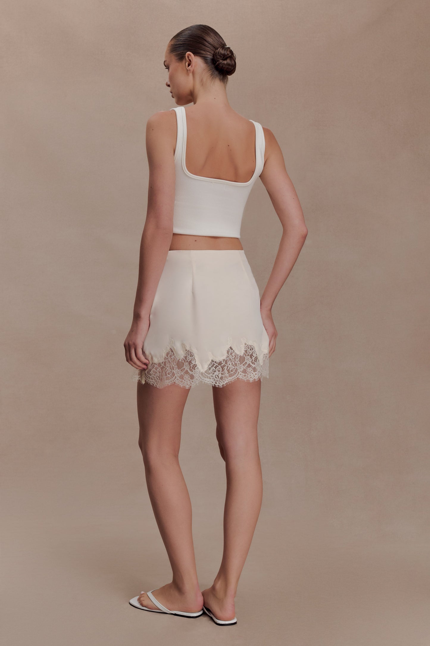 Nina Lace And Satin Mini Skirt - Ivory