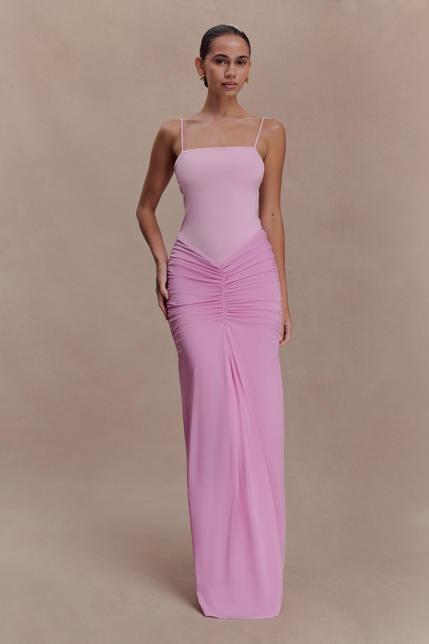 Roisin Slinky Maxi Dress - Powder Pink