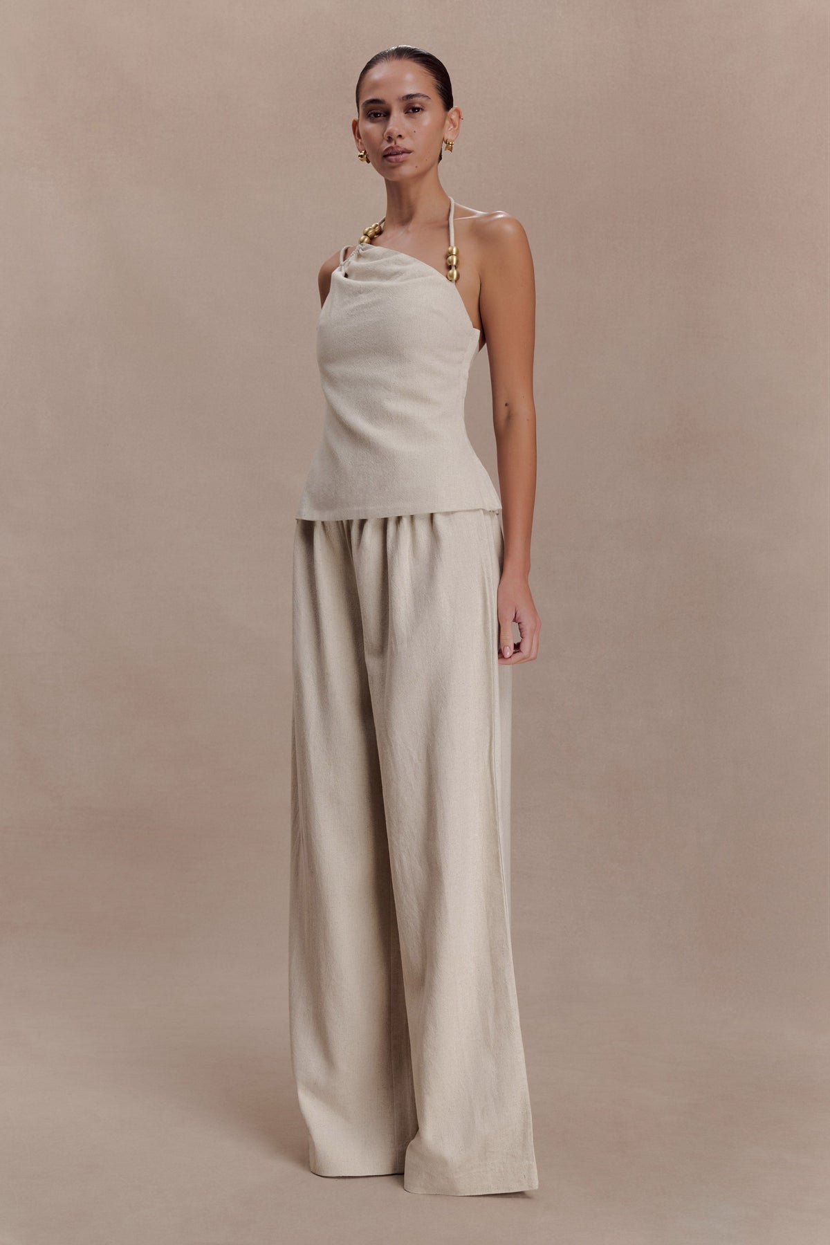 Gabby Straight Leg Linen Pants - Natural
