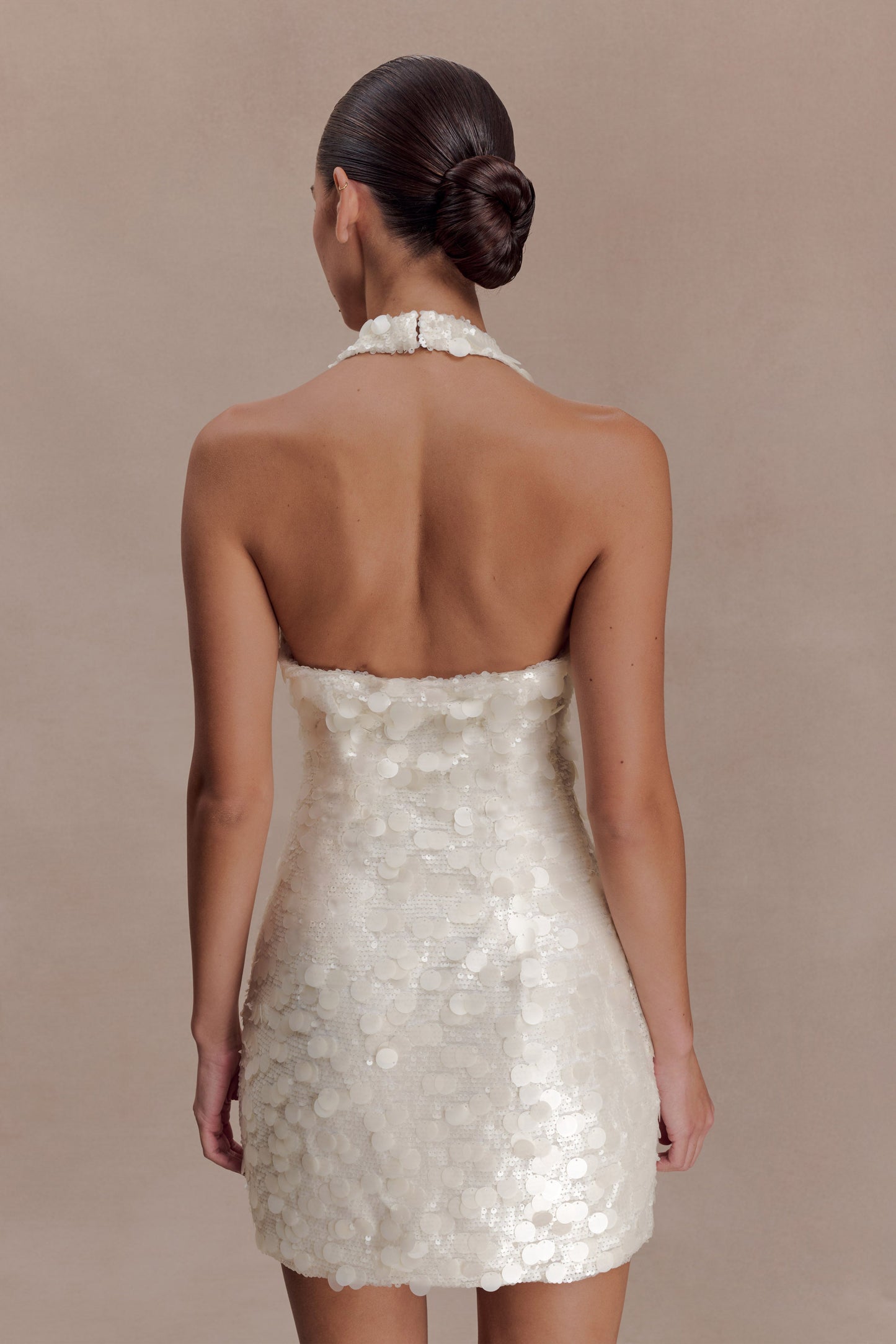 Caralee Sequin Halter Mini Dress - Ivory