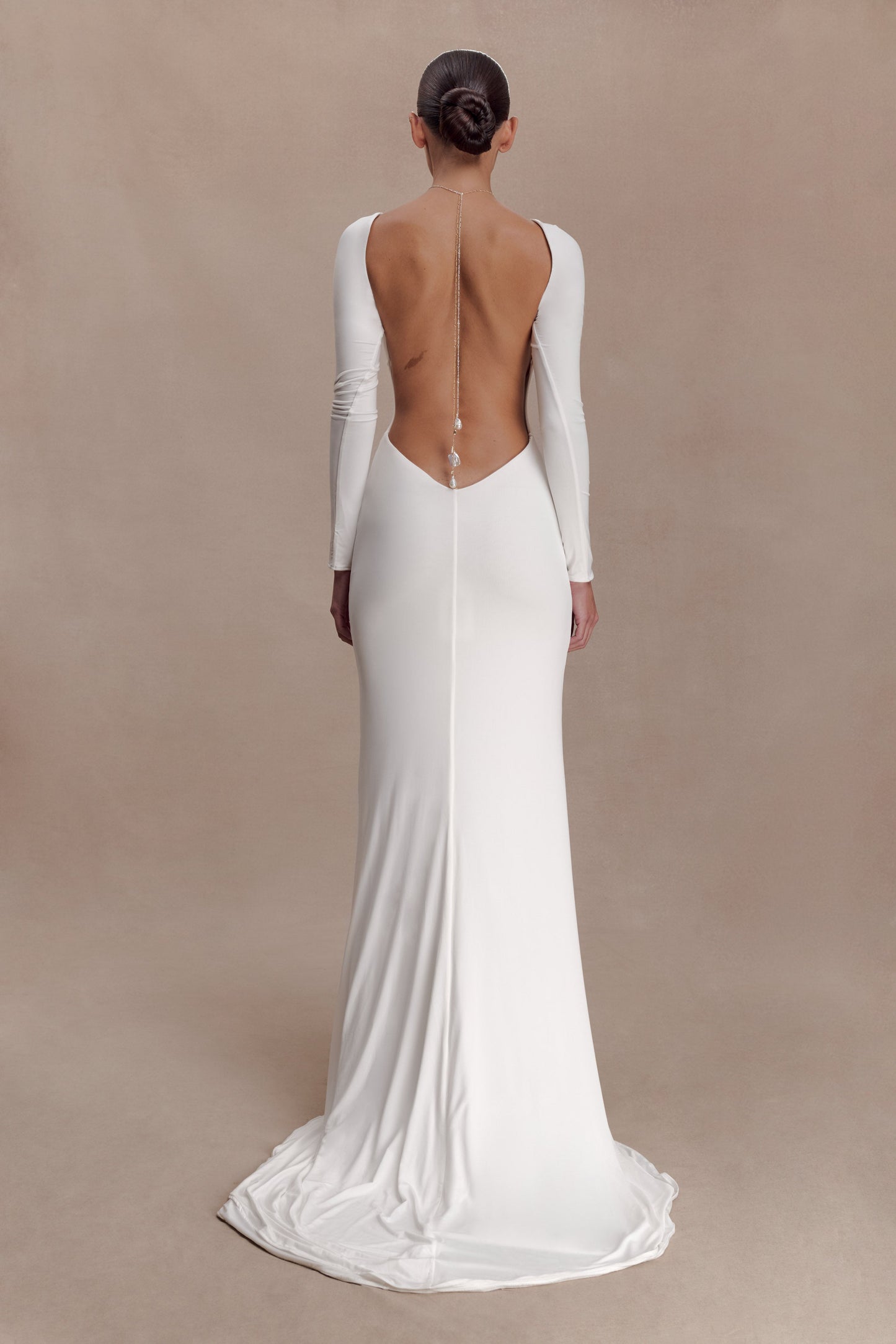 Marlene Slinky Low Back Maxi Dress - White