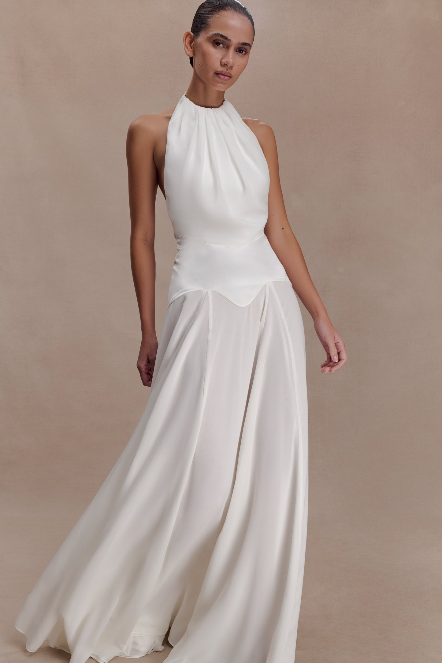 Susan Chiffon Halter Maxi Dress - Ivory