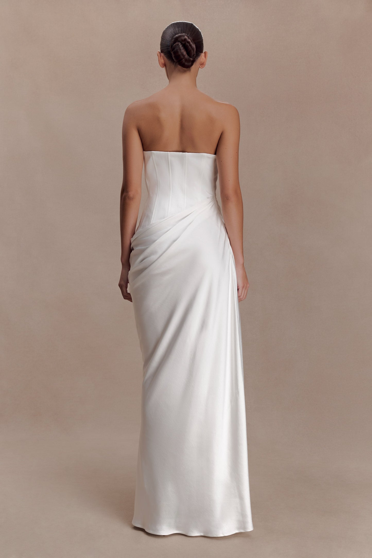 Grace Strapless Draped Waist Maxi Dress - Ivory