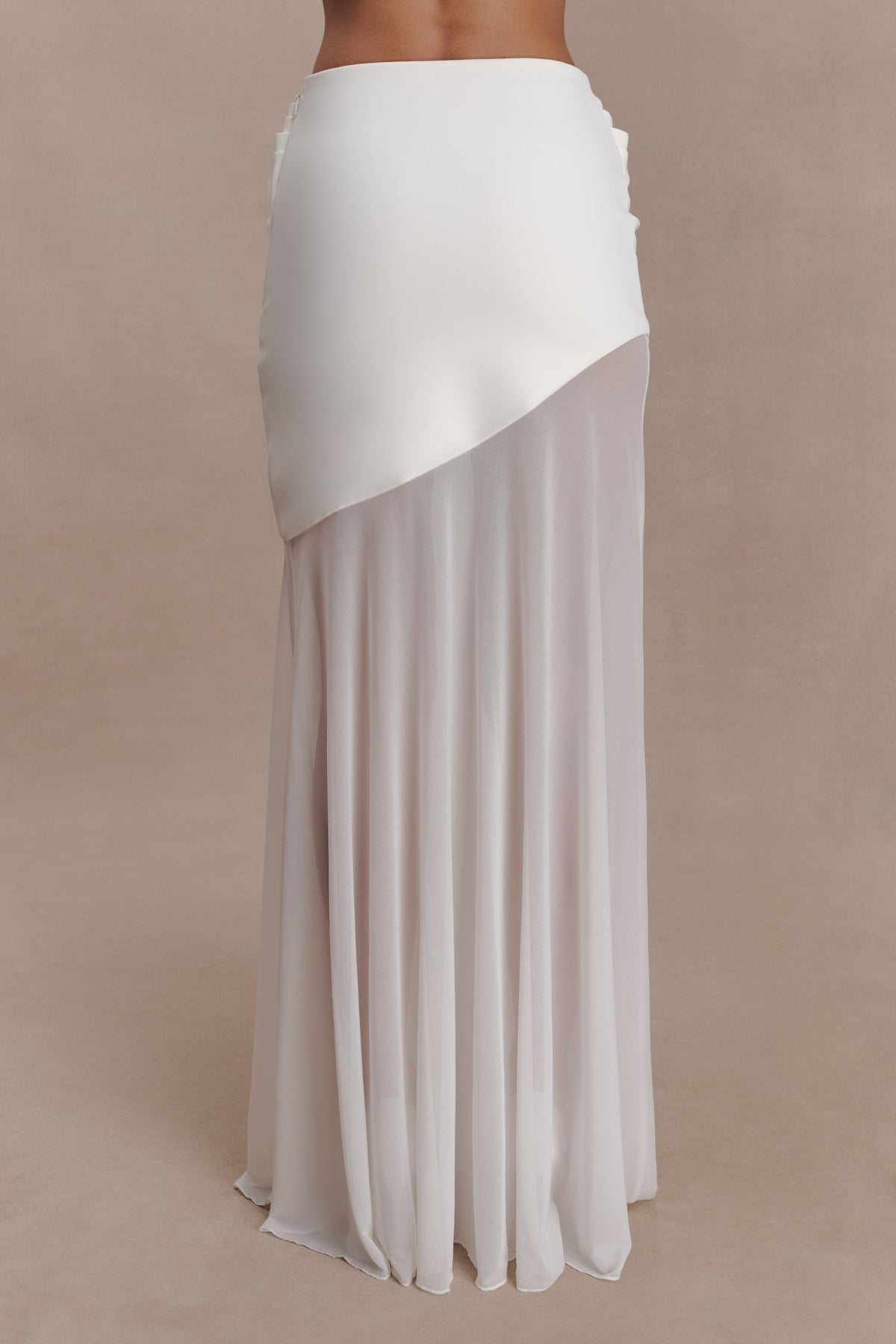 Portia Scuba And Mesh Maxi Skirt - White