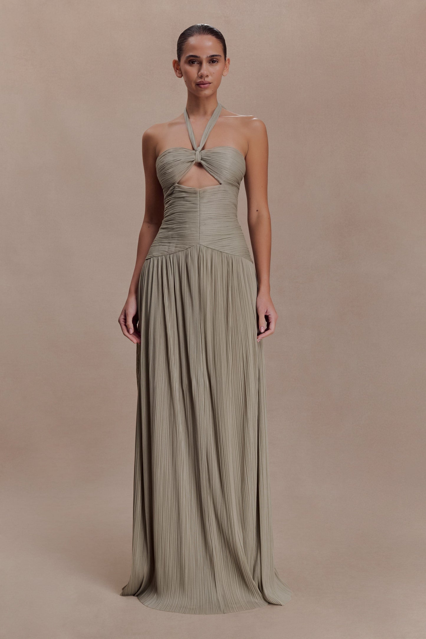Juliette Pleated Chiffon Maxi Dress - Silver