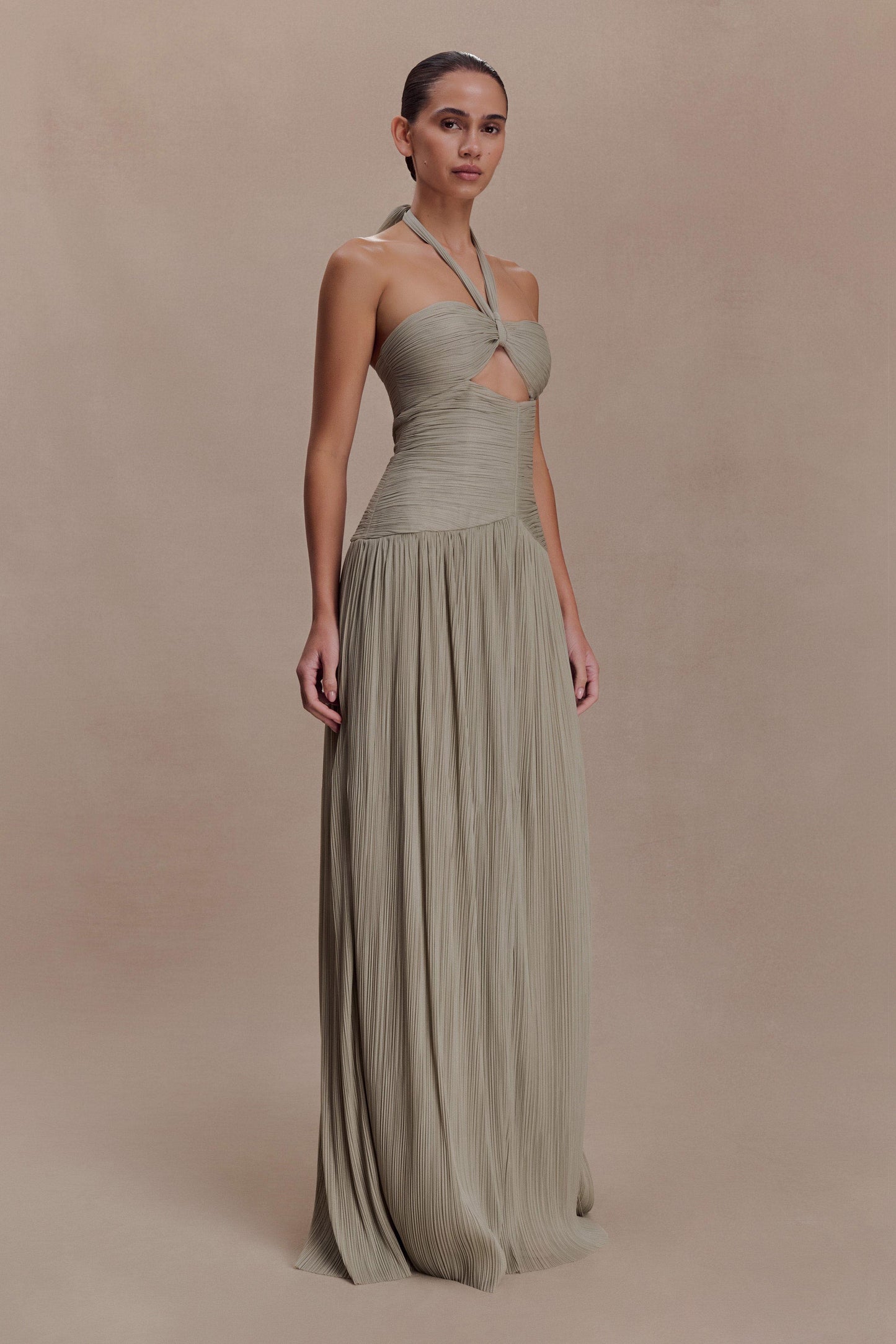 Juliette Pleated Chiffon Maxi Dress - Silver