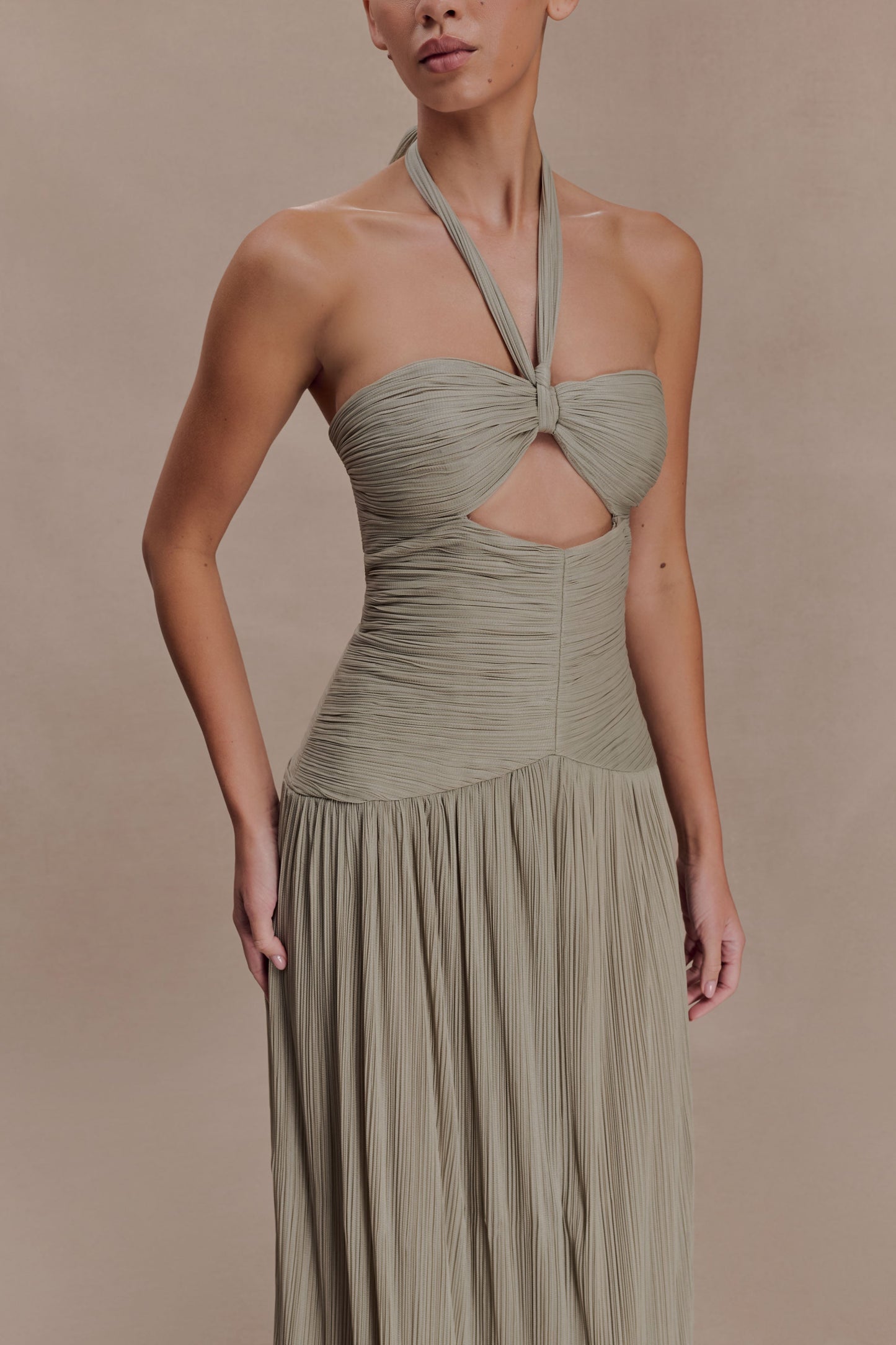 Juliette Pleated Chiffon Maxi Dress - Silver