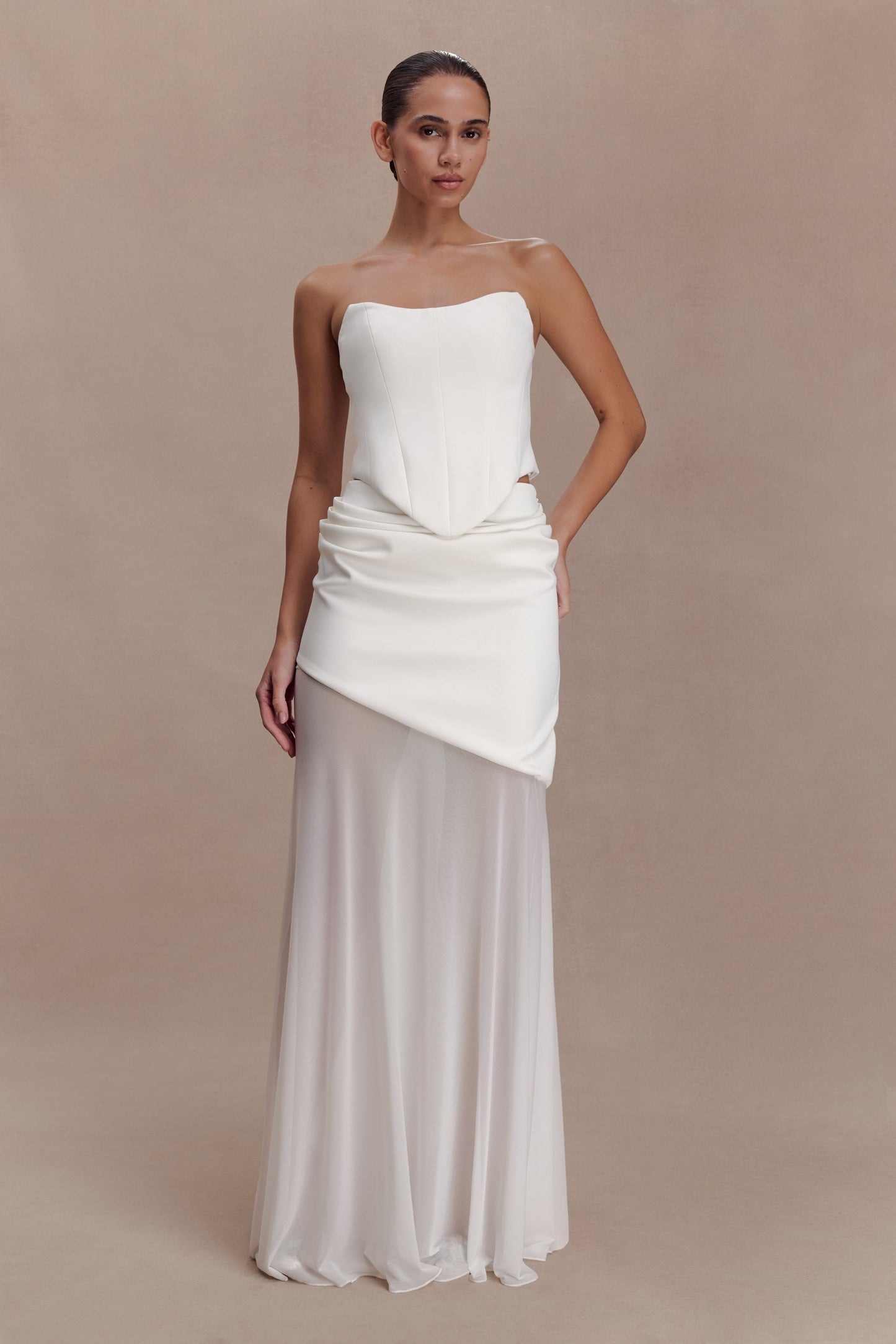 Karina Strapless Scuba Corset - White