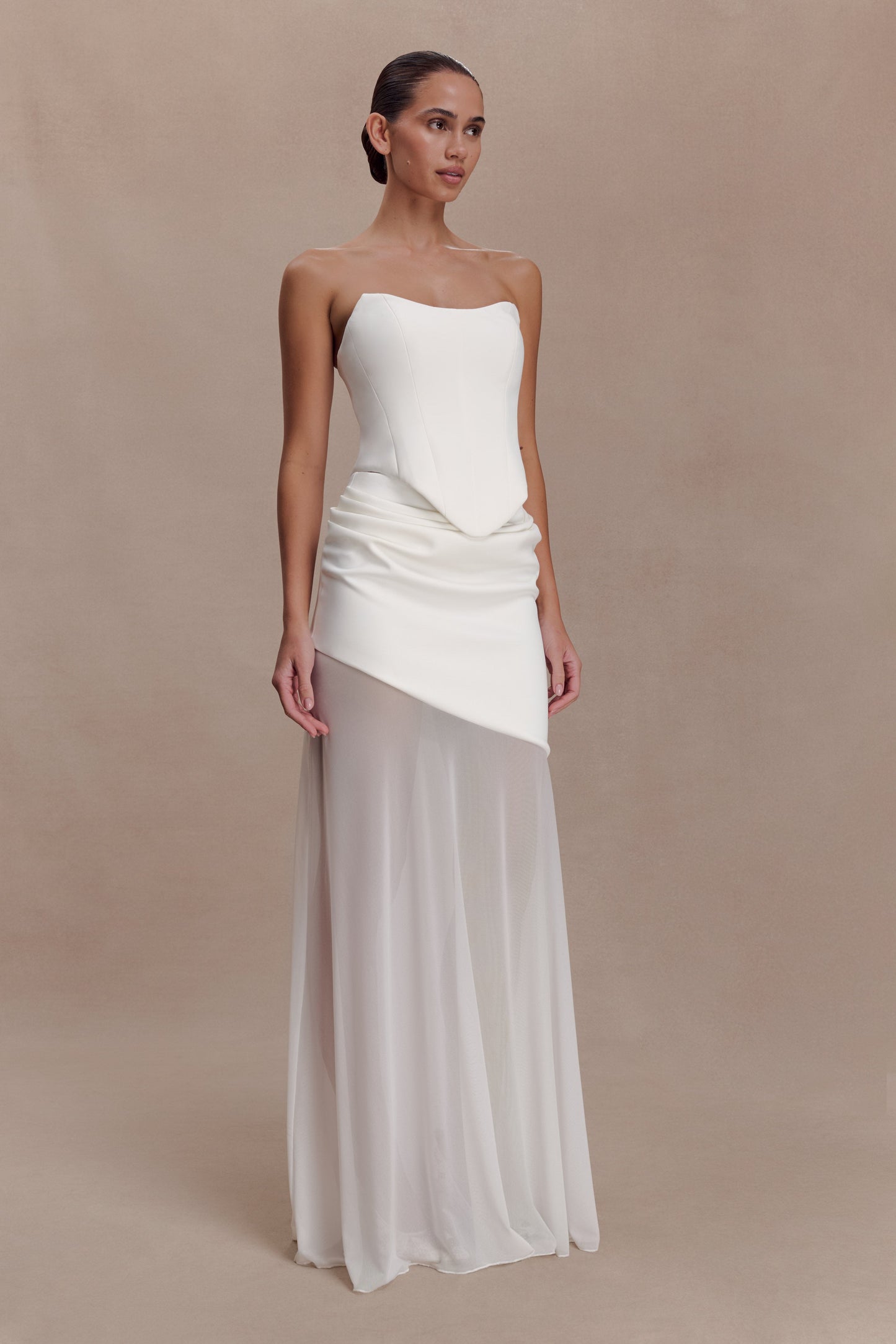 Karina Strapless Scuba Corset - White