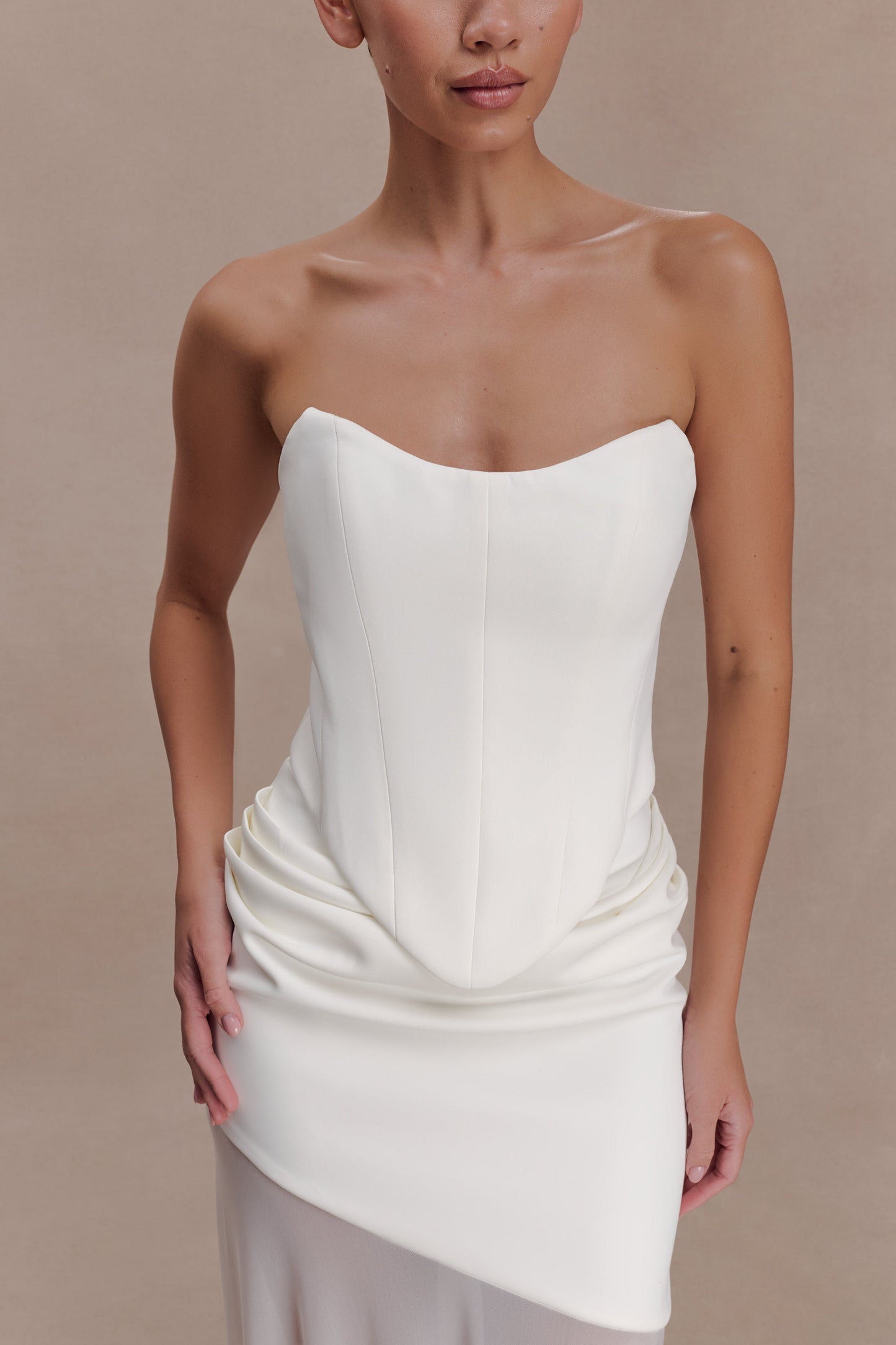 Karina Strapless Scuba Corset - White