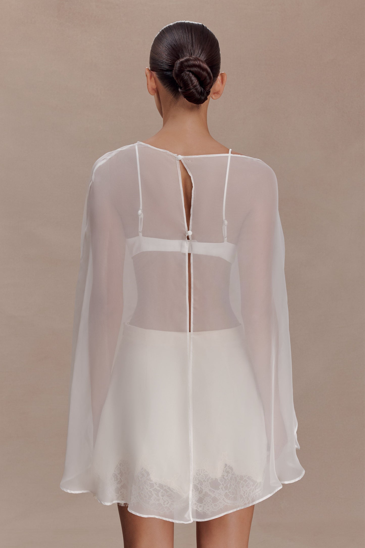 Kirstine Bralette With Chiffon Overlay - Ivory