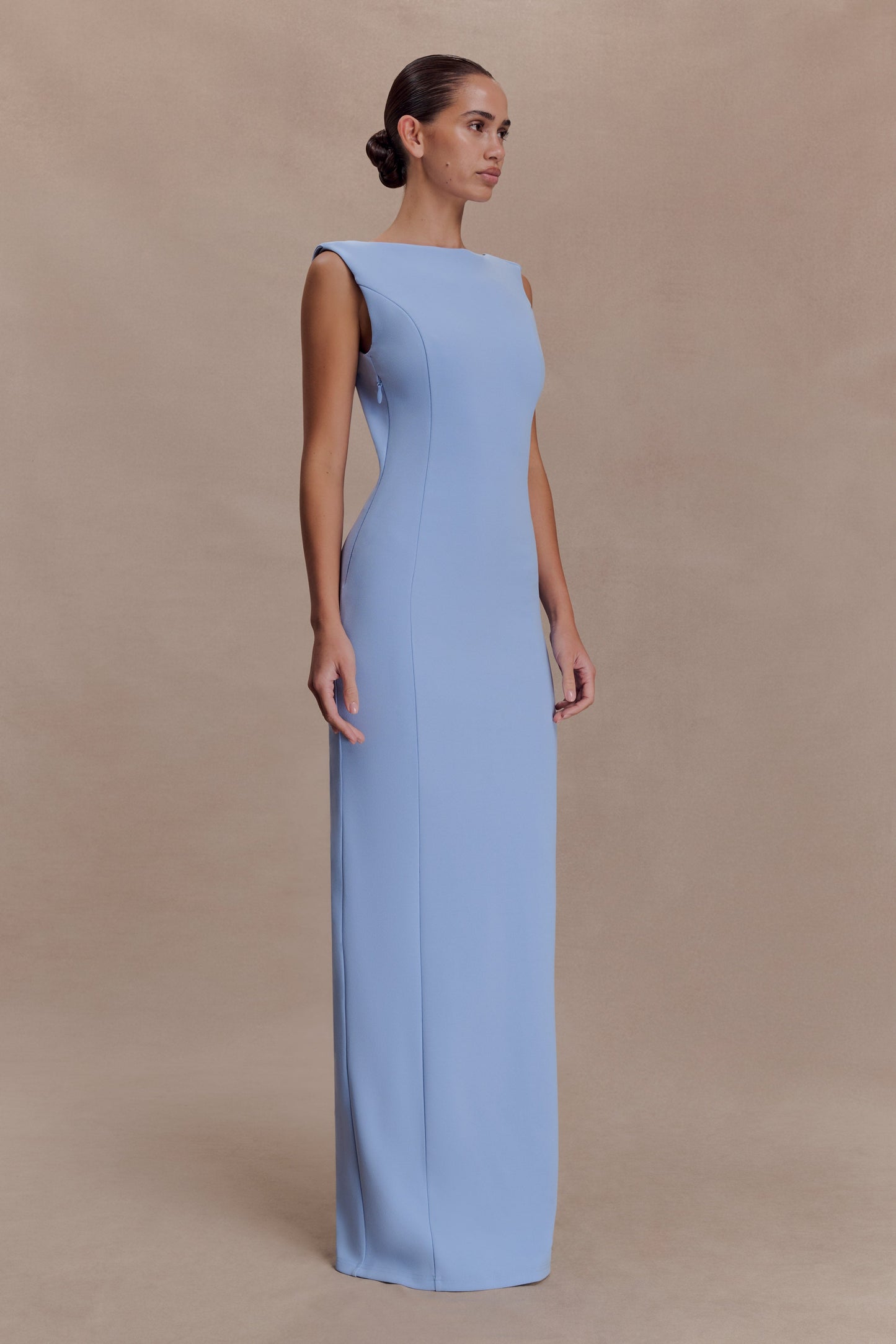 Galilea Crepe Draped Maxi Dress - Cornflower Blue