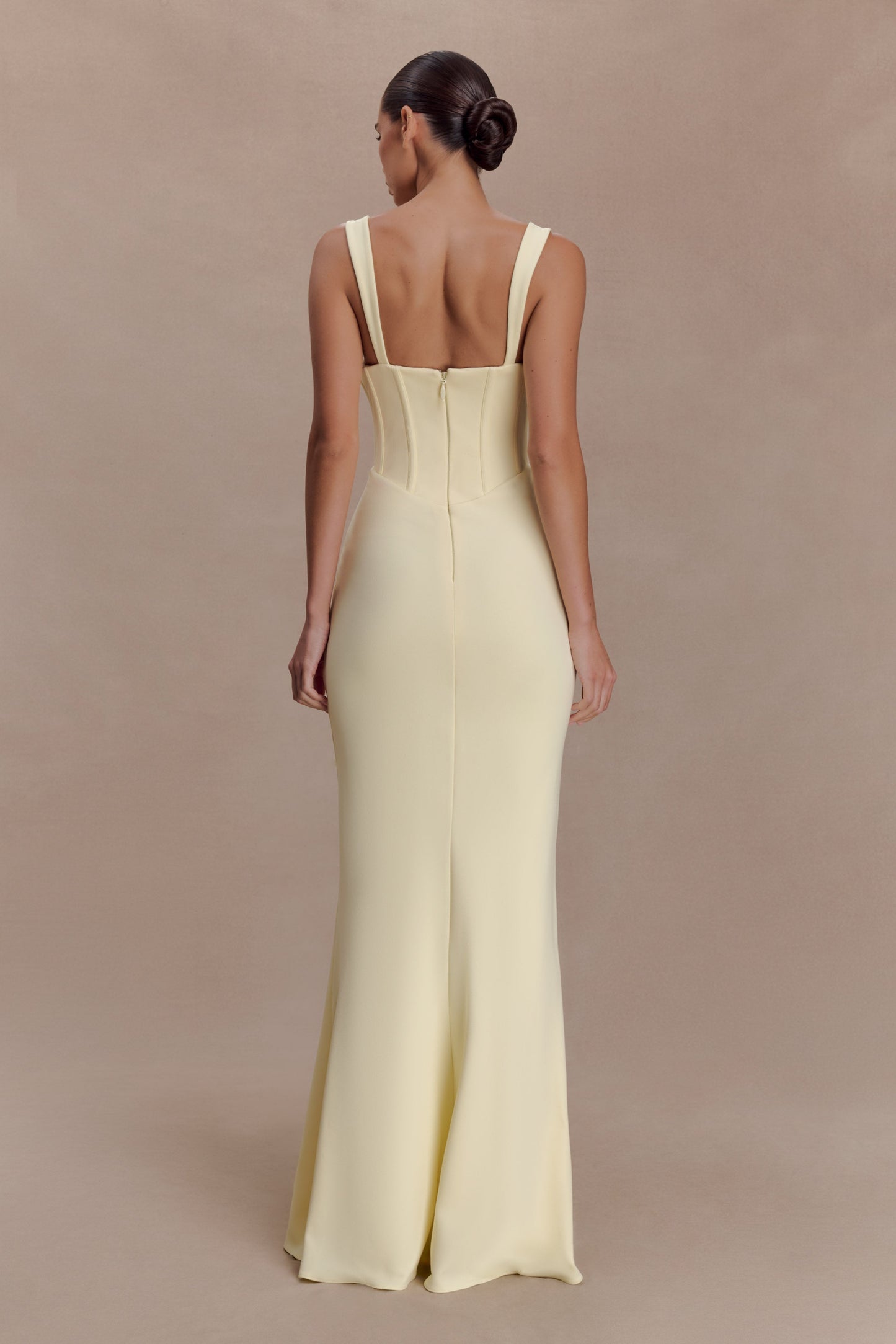 Luella Crepe Corset Maxi Dress - Lemon