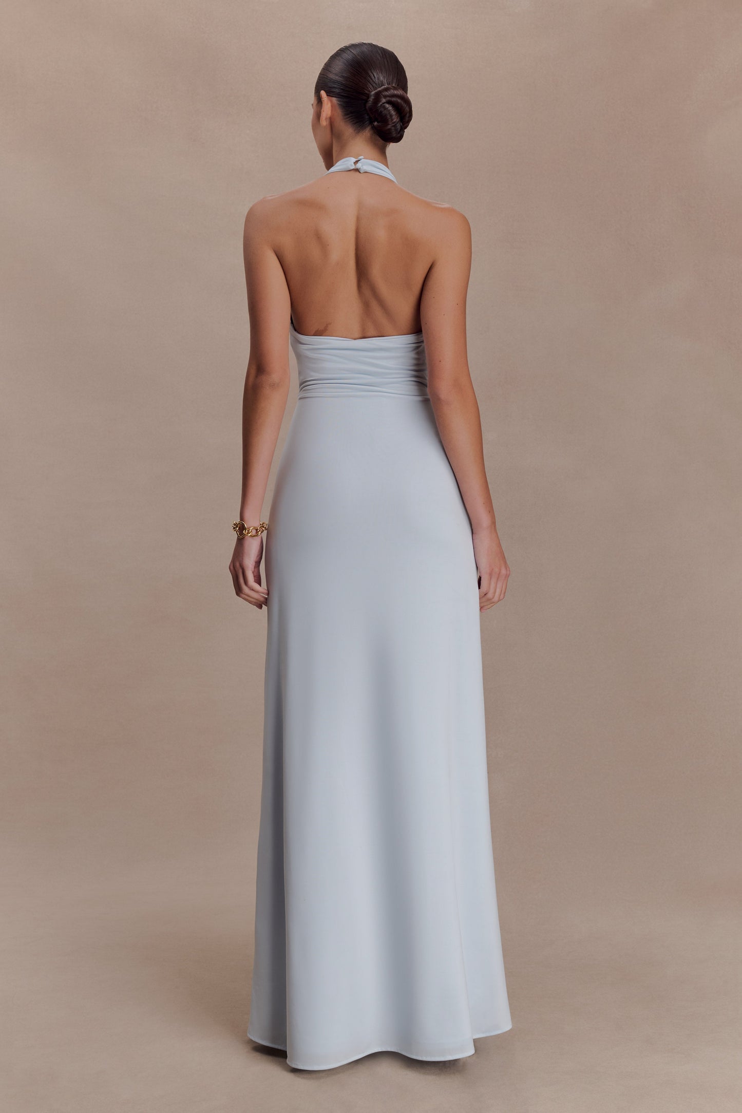 Veda Slinky Halter Maxi Dress - Pale Blue