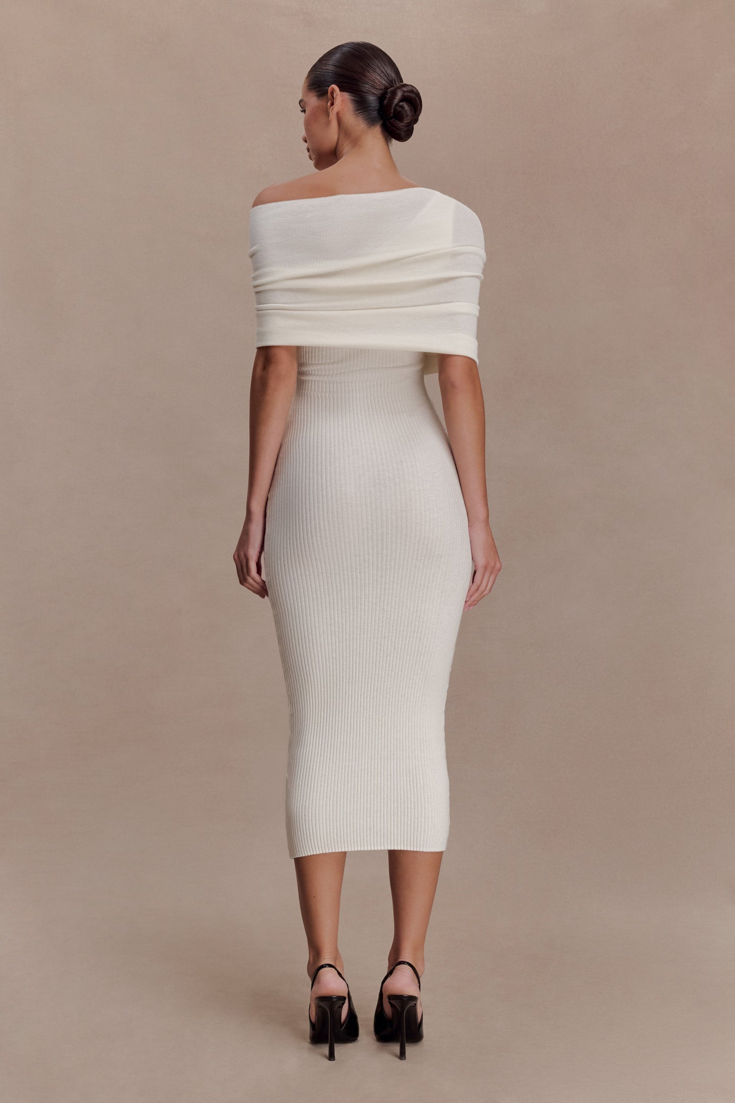 Zandie Cashmere Blend Knit Midi Dress - Ivory