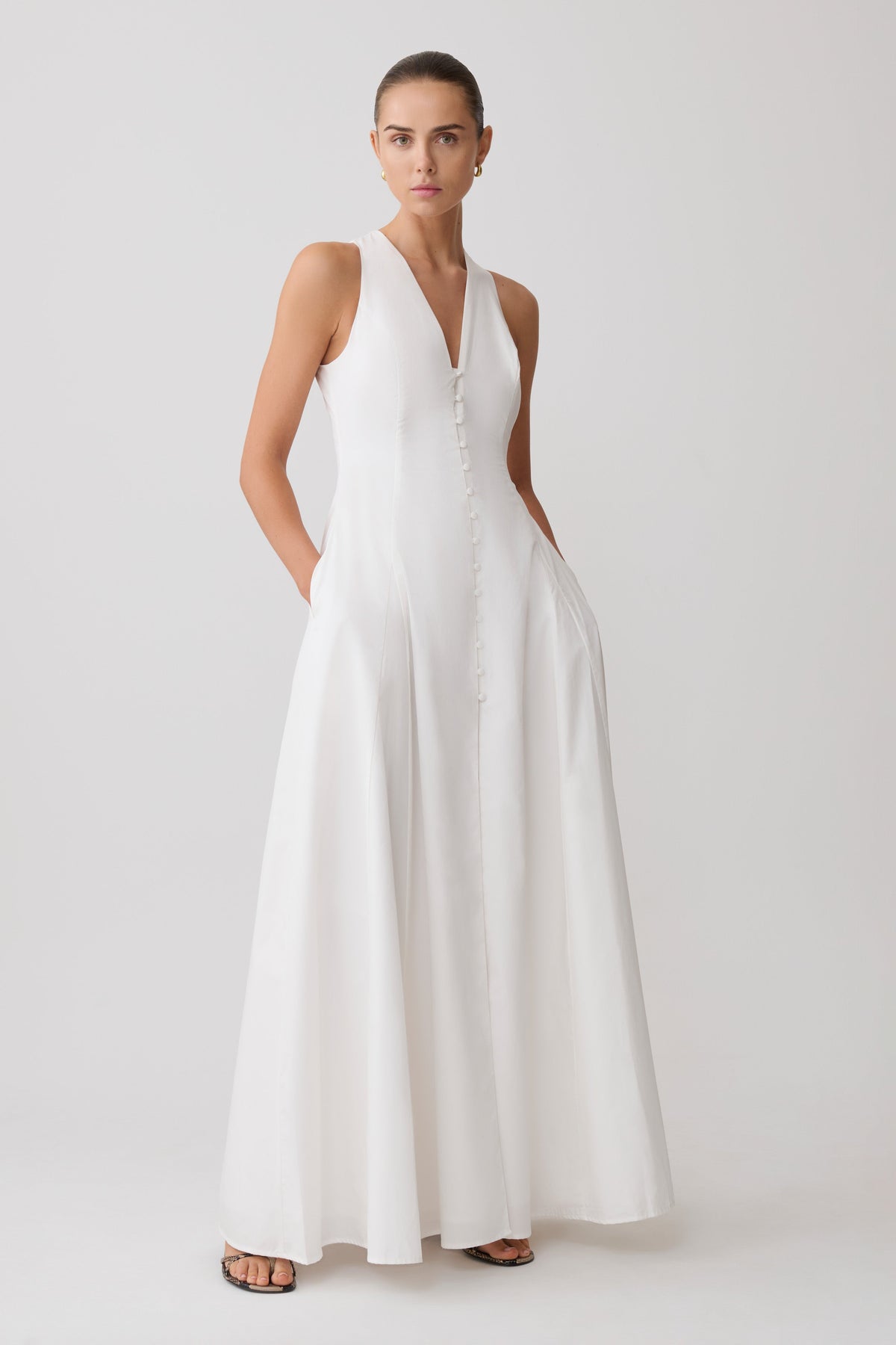 Sienna Button Down Maxi Dress - White