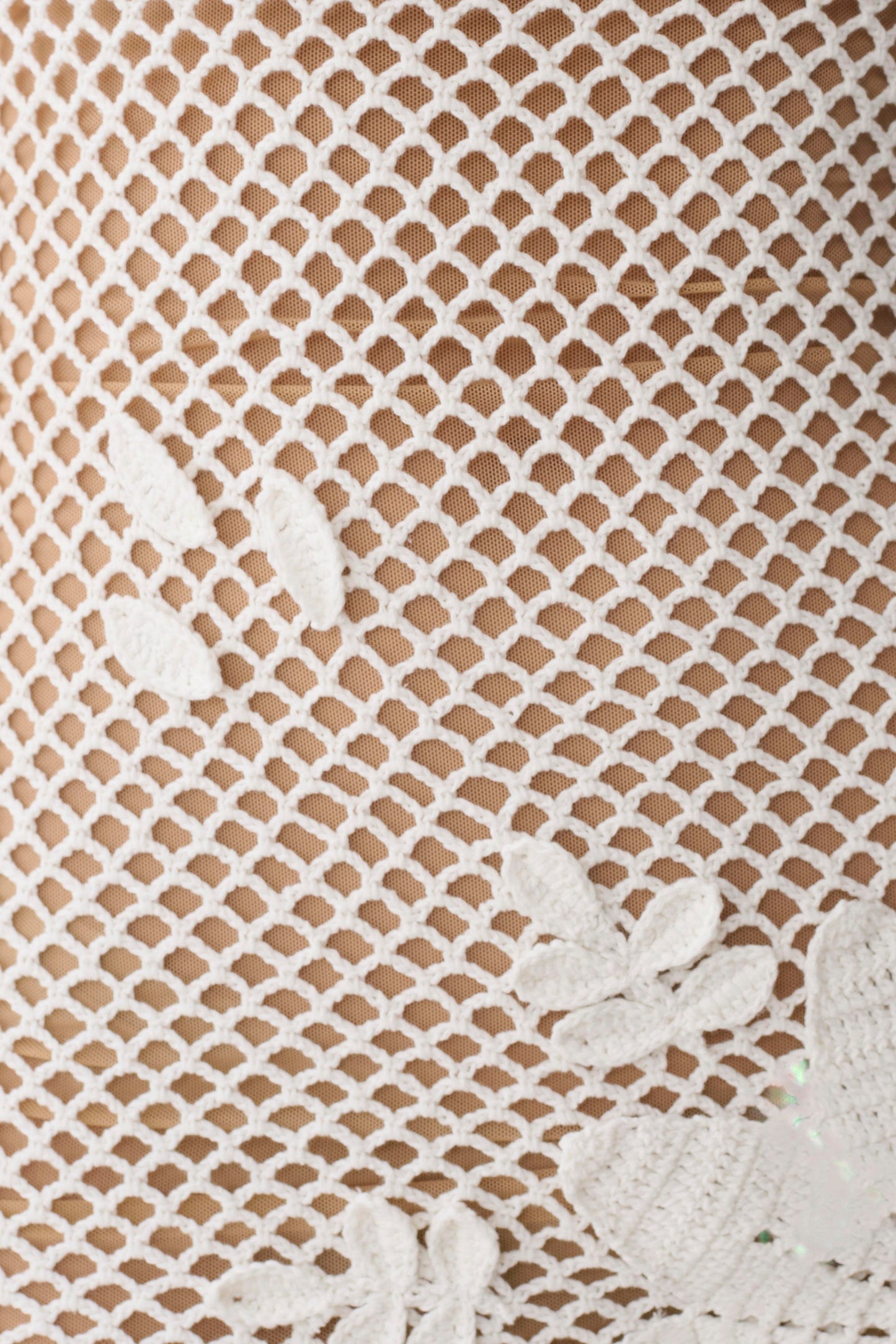 Barker Hand Crochet Knit Mini Dress - White