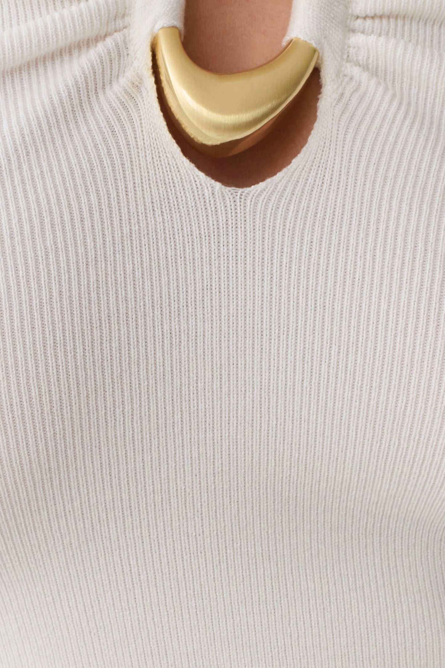 Dimitri Knit Halter Top With Hardware - Ivory