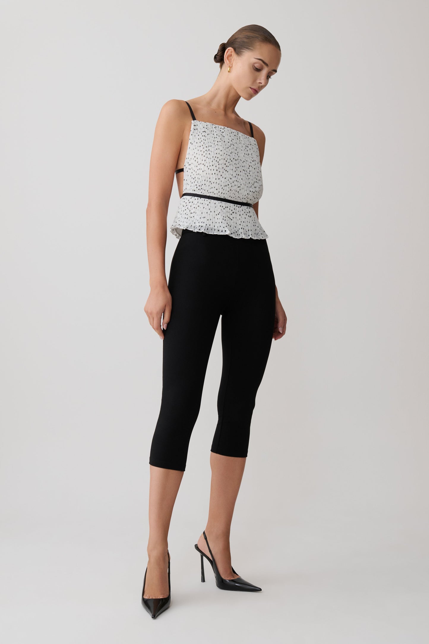 Lilou Pleated Sleeveless Top - Polka Dot