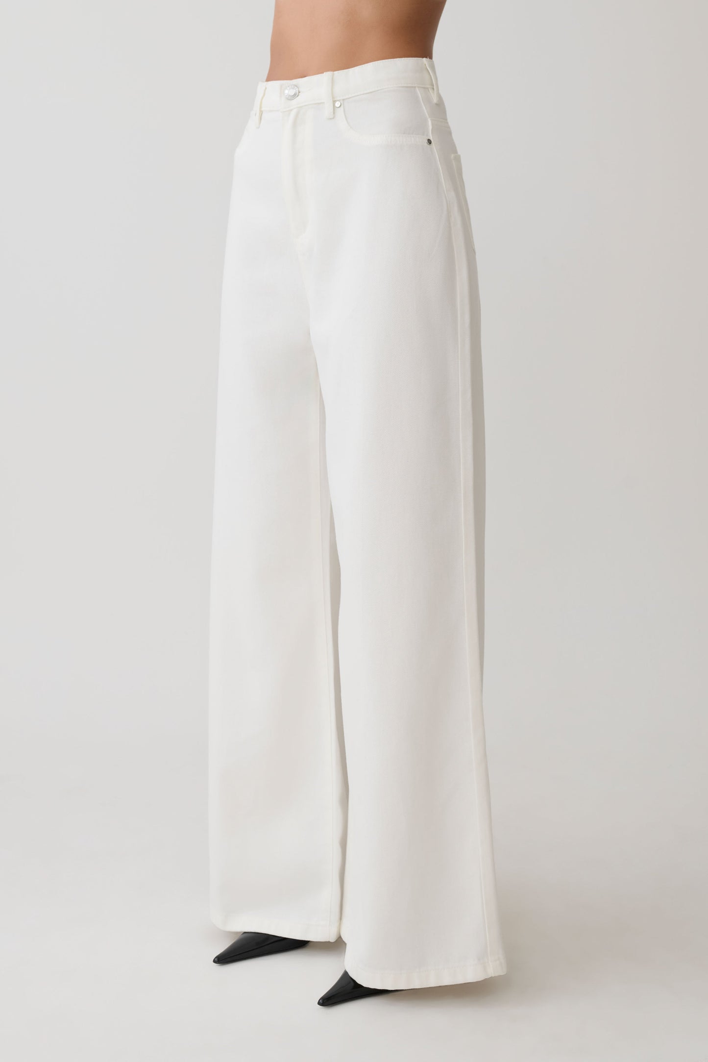Shae Wide Leg Denim Jeans - White