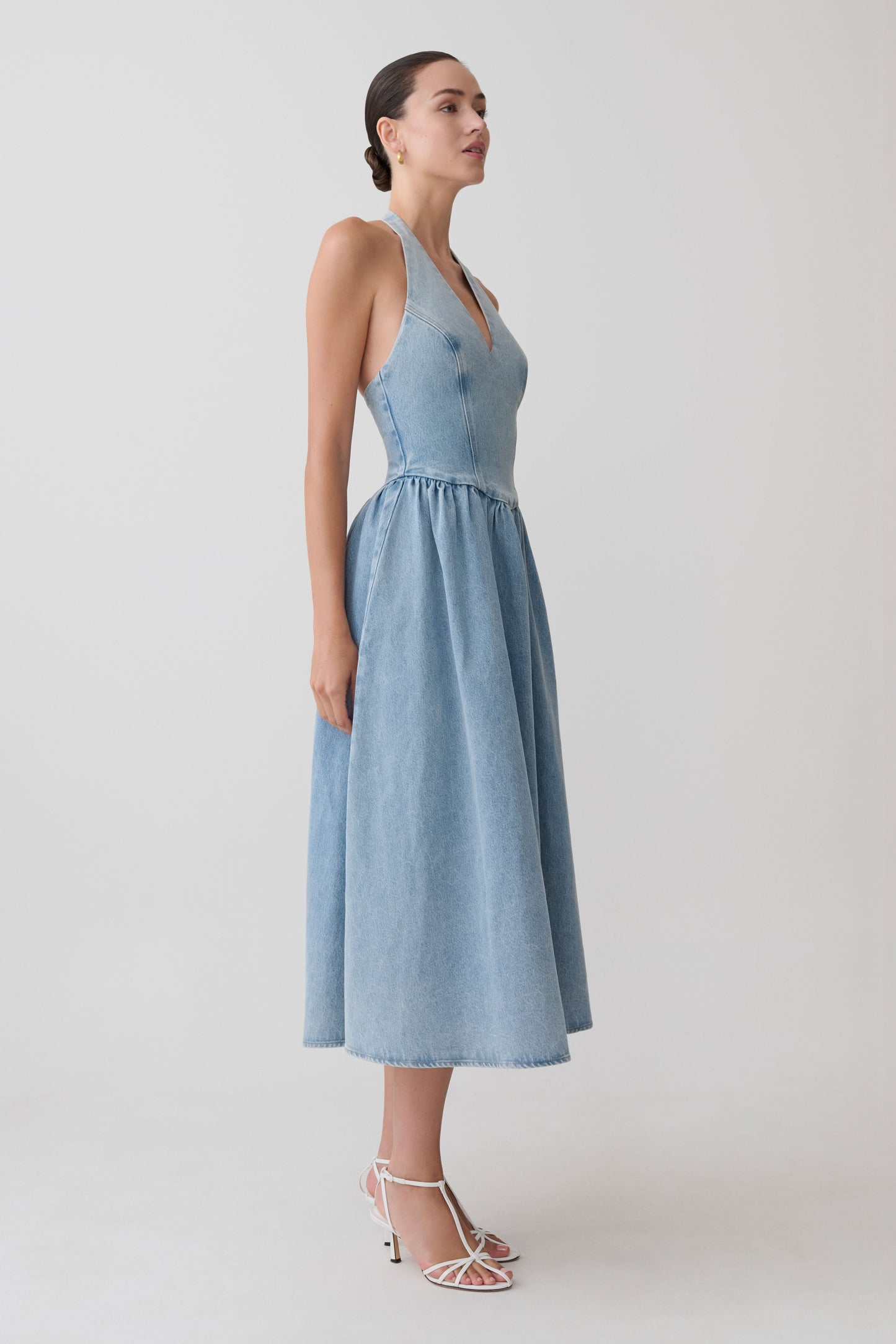 Miller Denim Halter Midi Dress - Classic Blue