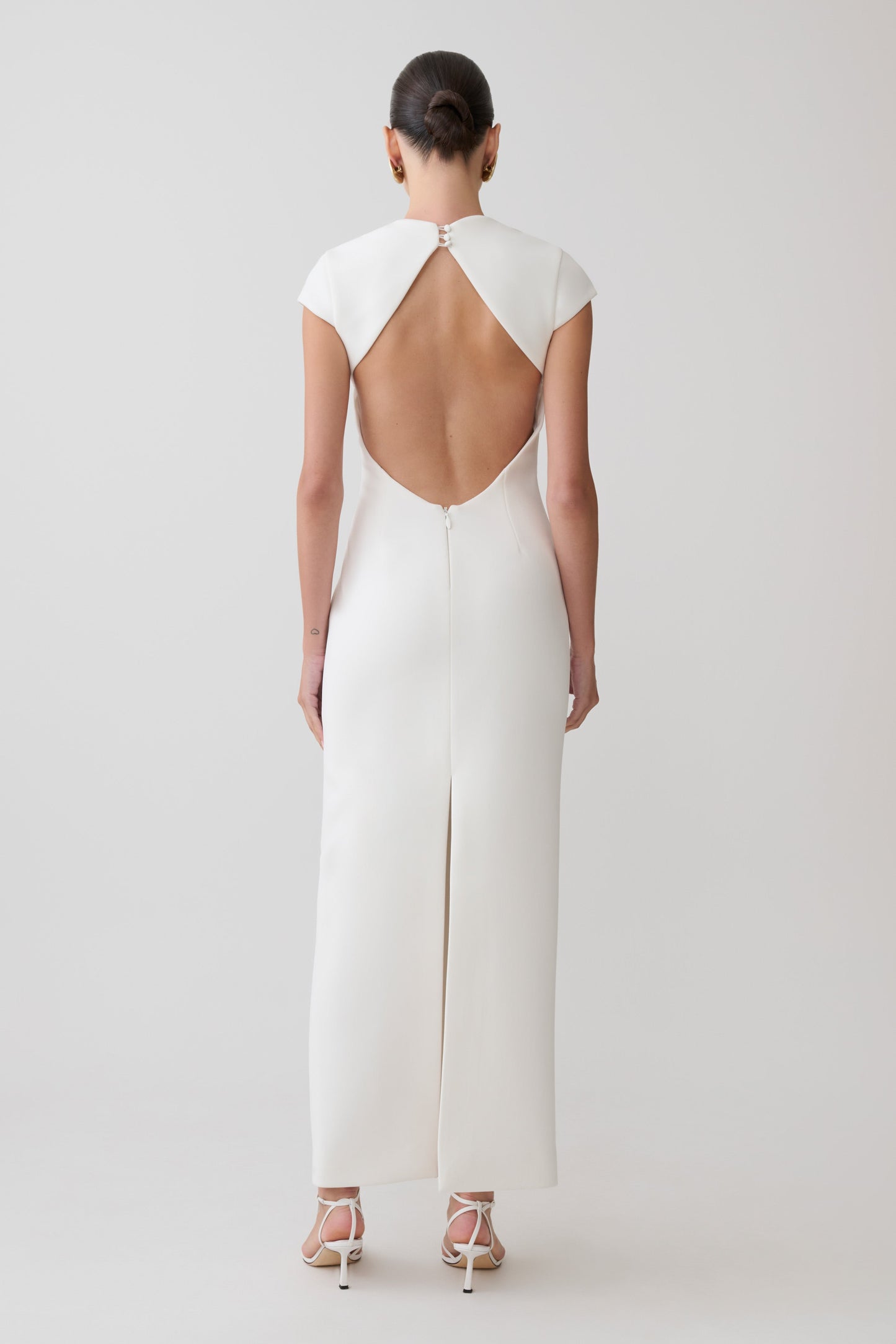 Briella V Neck Suiting Maxi Dress - Ivory