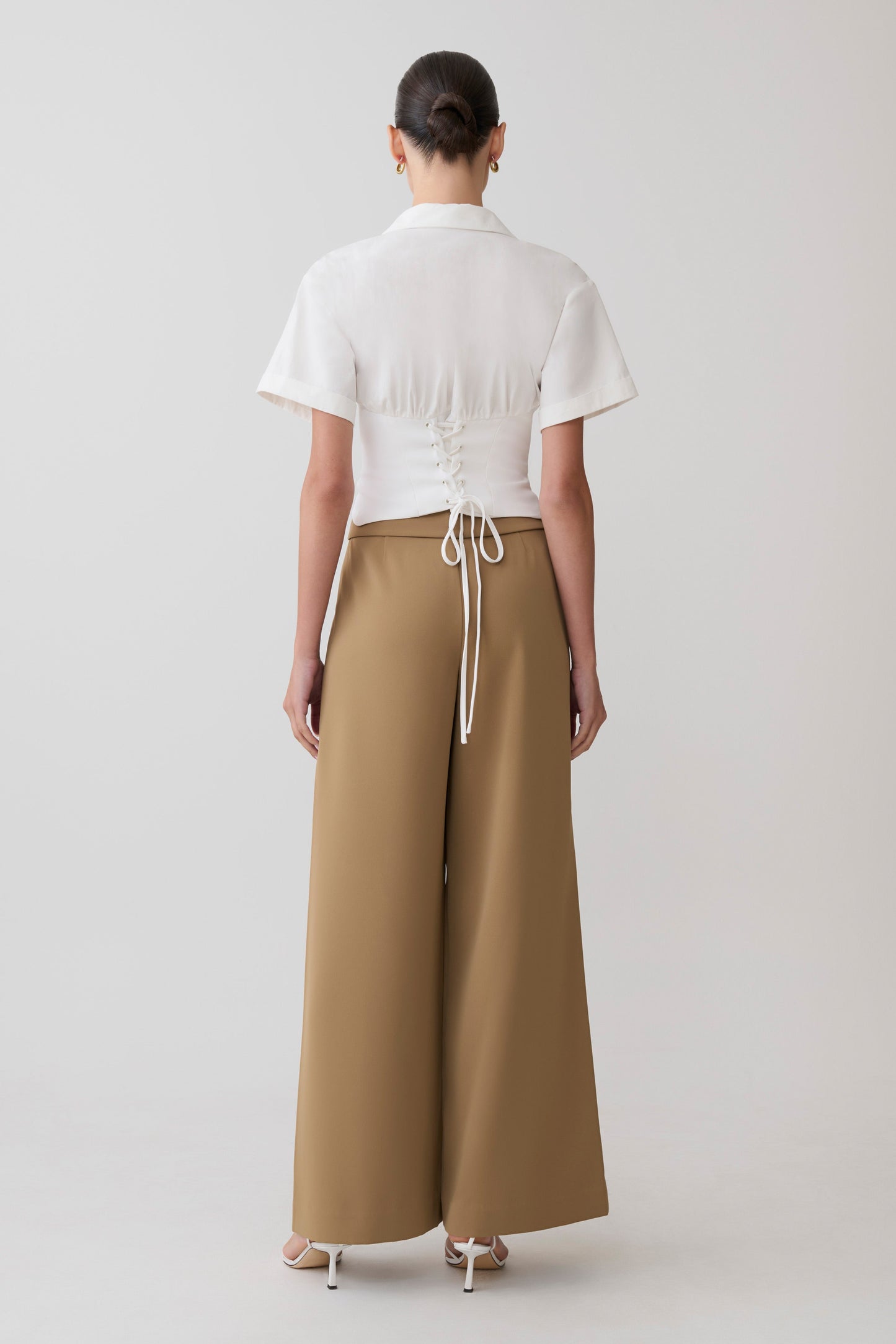 Noelia Tie Back Short Sleeve Shirt - White