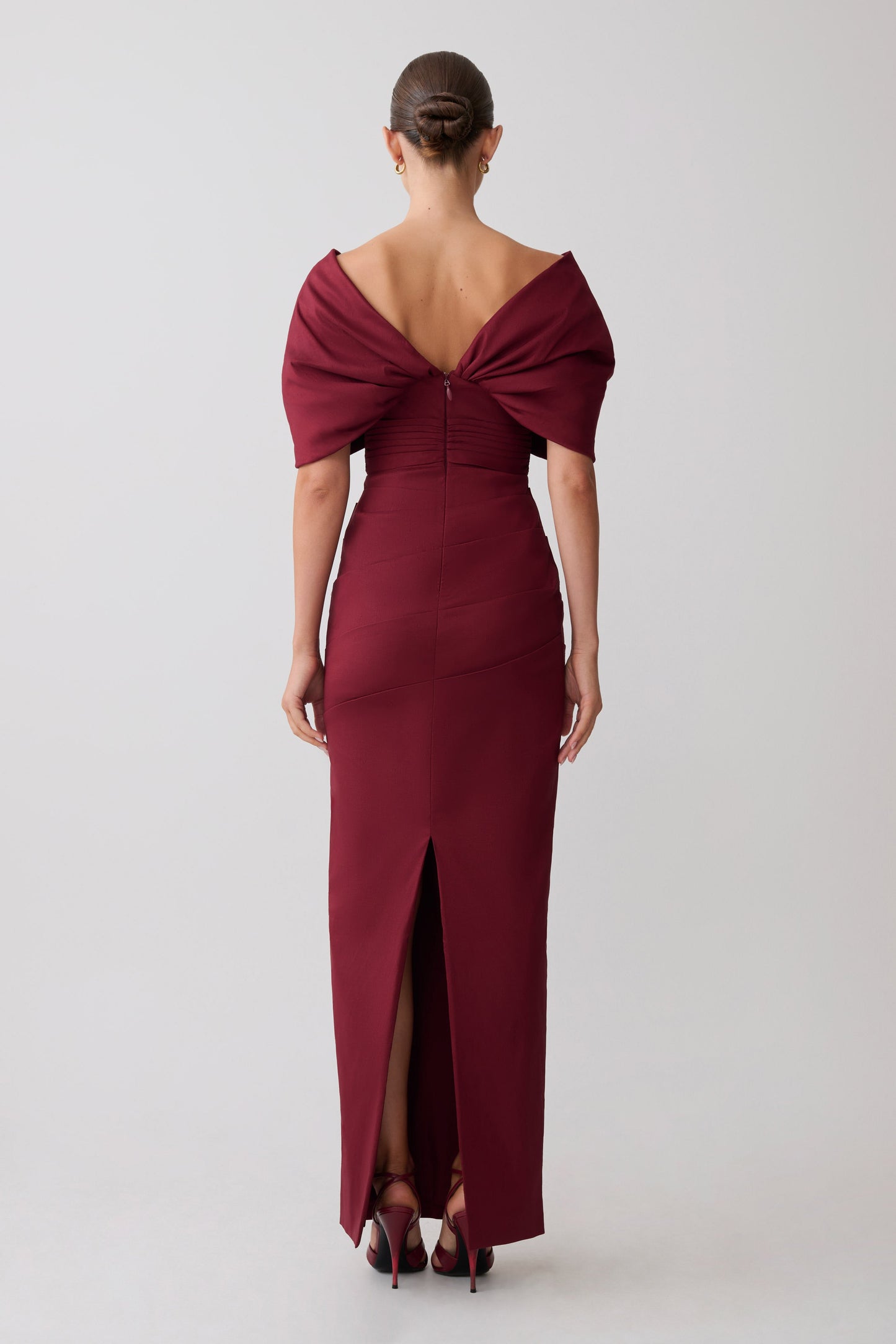 Thelma Bardot Maxi Dress - Wine