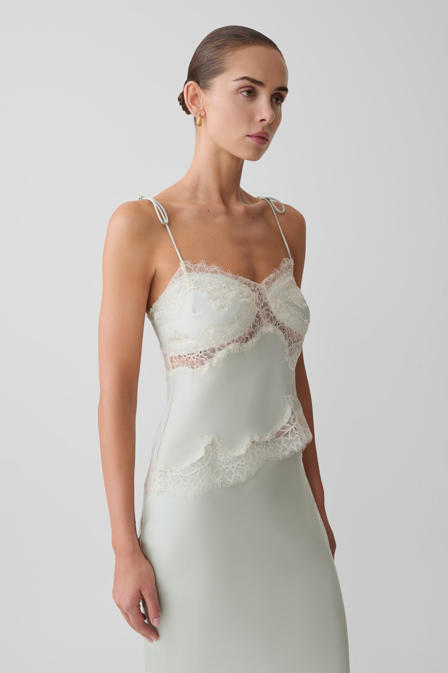 Nina Satin And Lace Camisole - Sage