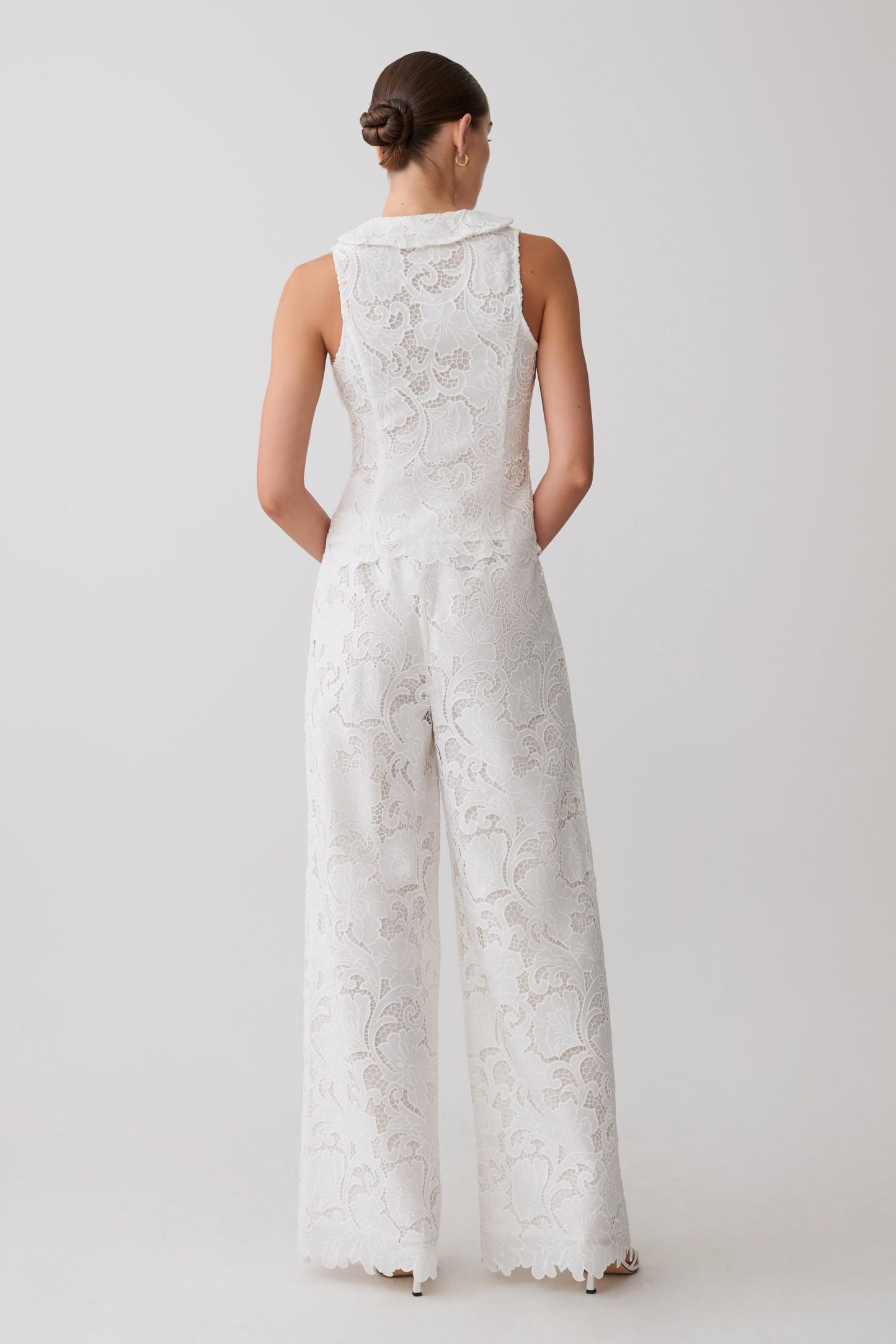 Tessa Broderie Straight Leg Pants - White