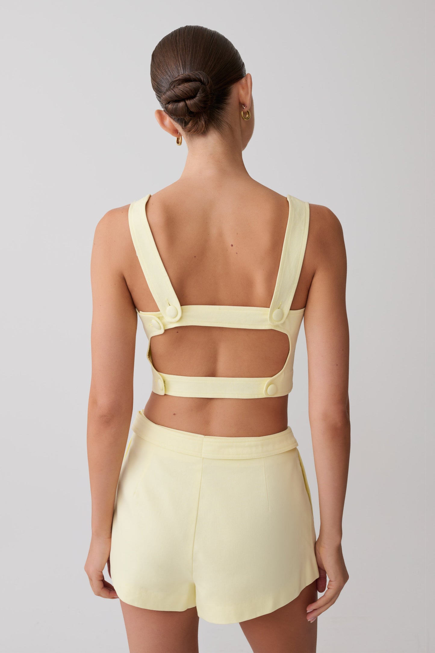 Josephine Crop Top With Open Back - Lemon