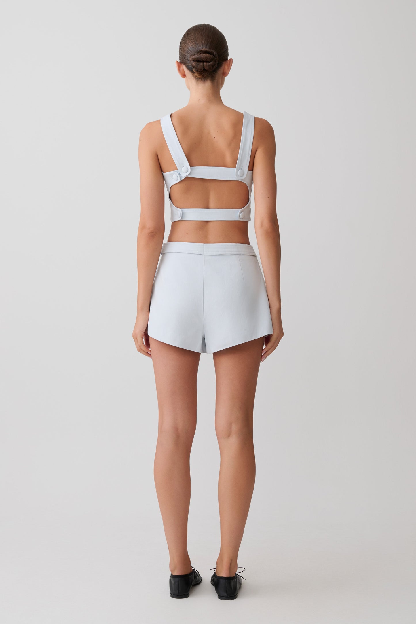 Josephine Cotton Shorts With Waistbands - Ice Blue