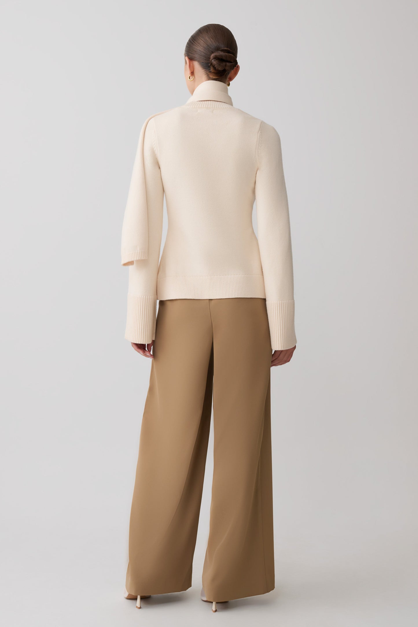 Lara Knit Cardigan With Scarf - Ivory