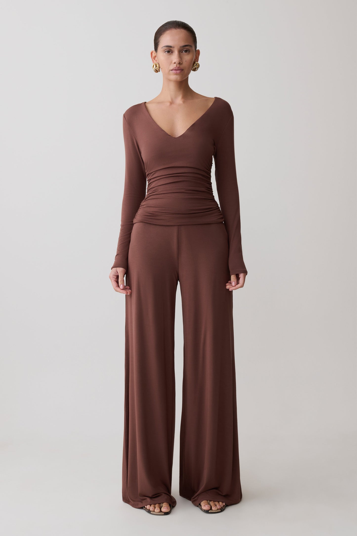 Sari Long Sleeve Modal Top - Chocolate