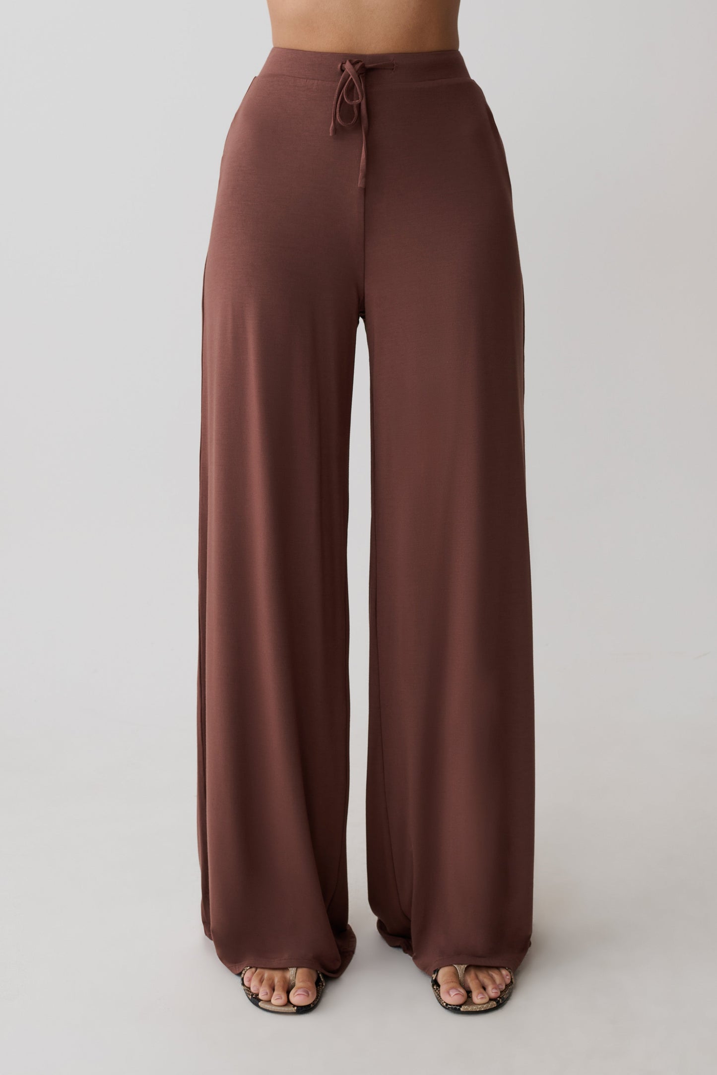 Dewi Wide Leg Modal Pants - Chocolate