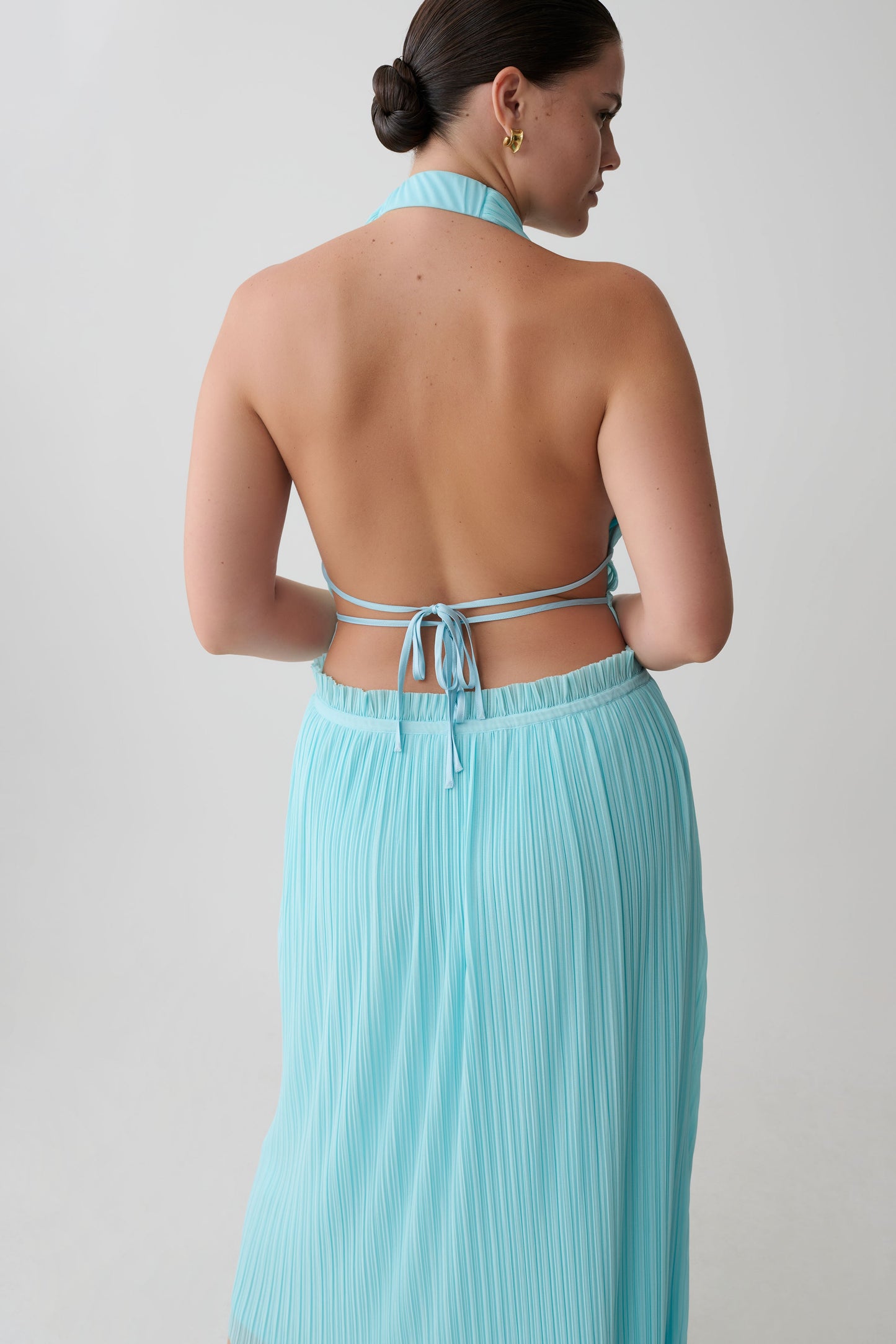 Thien Cowl Halter Midi Dress - Blue