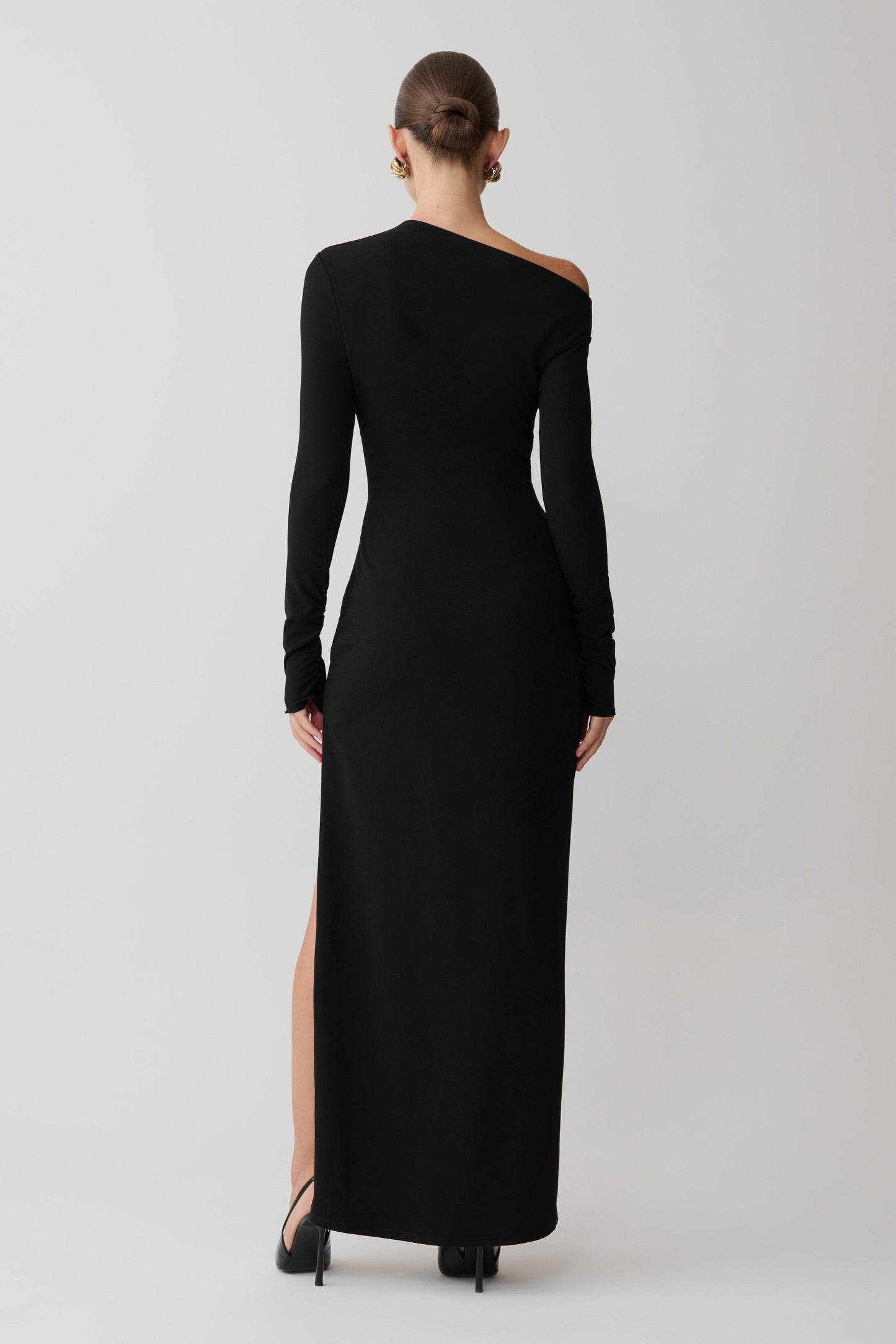 Thalyn Crepe Maxi Dress With Split - Black