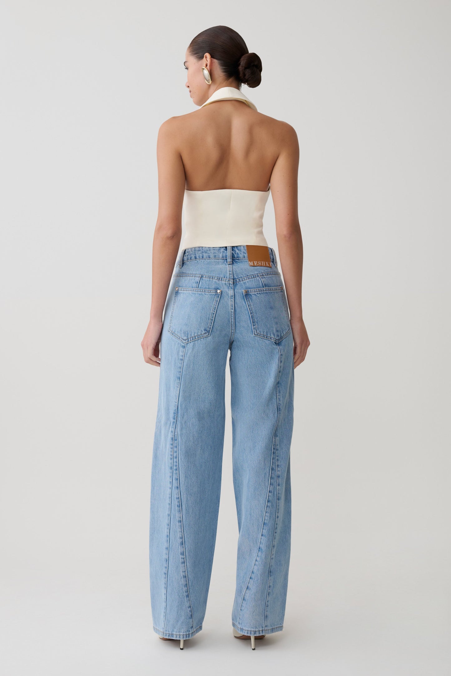 Calla Collared Sleeveless Halter Top - Ivory