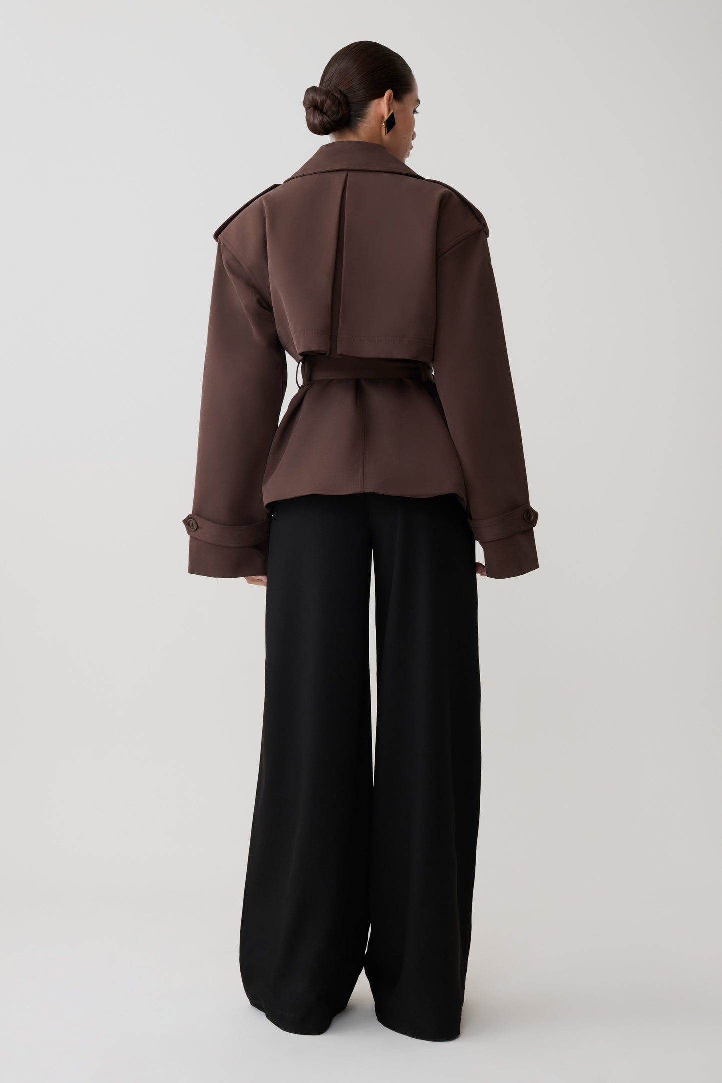 Alden Short Trench Jacket - Chocolate