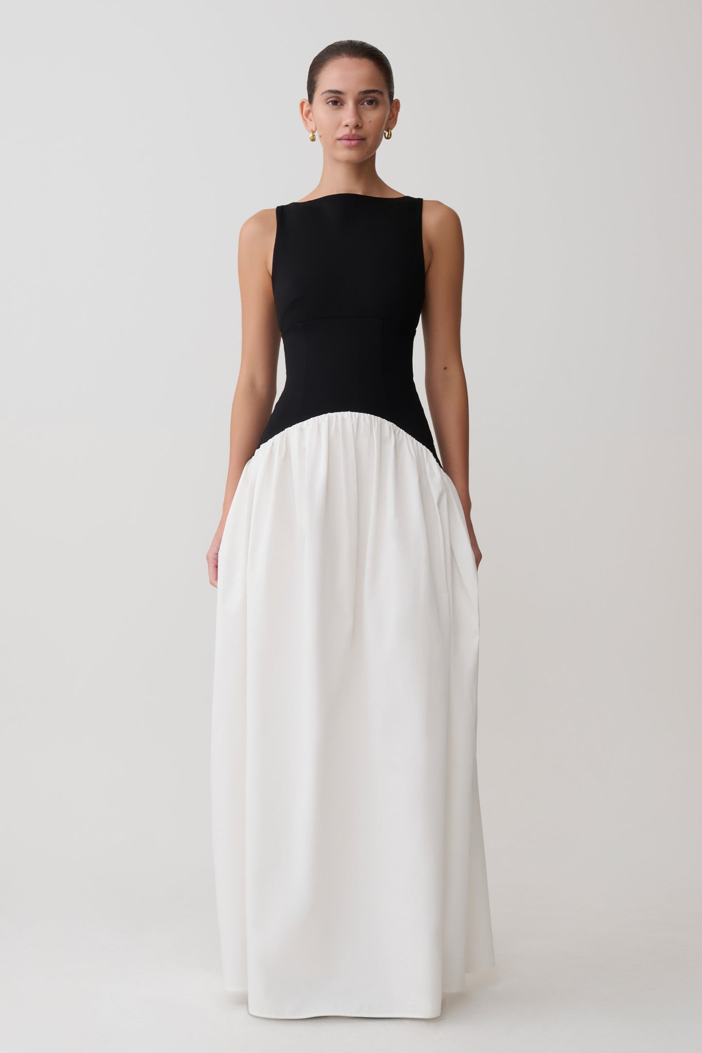 Acacia Contrast Sleeveless Maxi Dress - Black/White